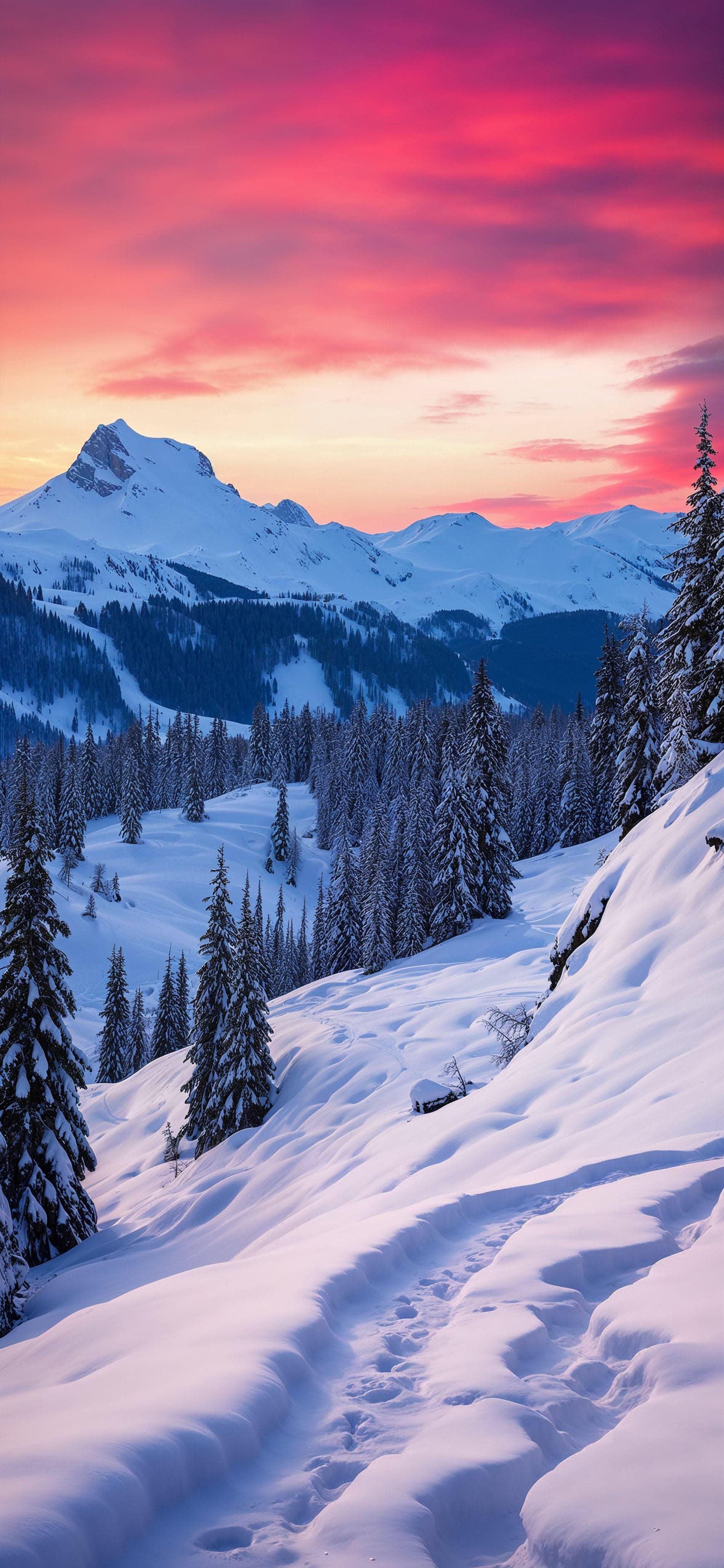 Winter Alpine Vista - Pro phone wallpaper