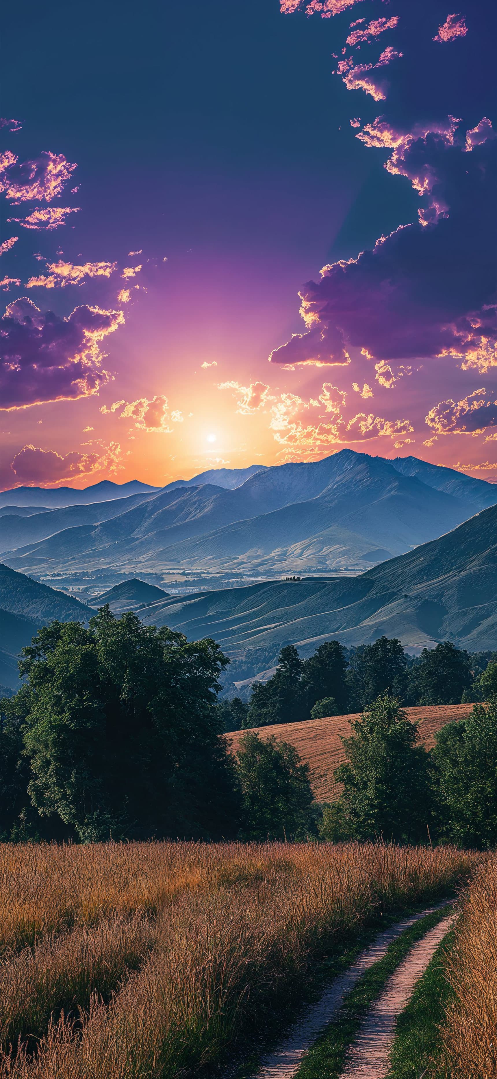 Purple Mountain Sunset - Pro phone wallpaper