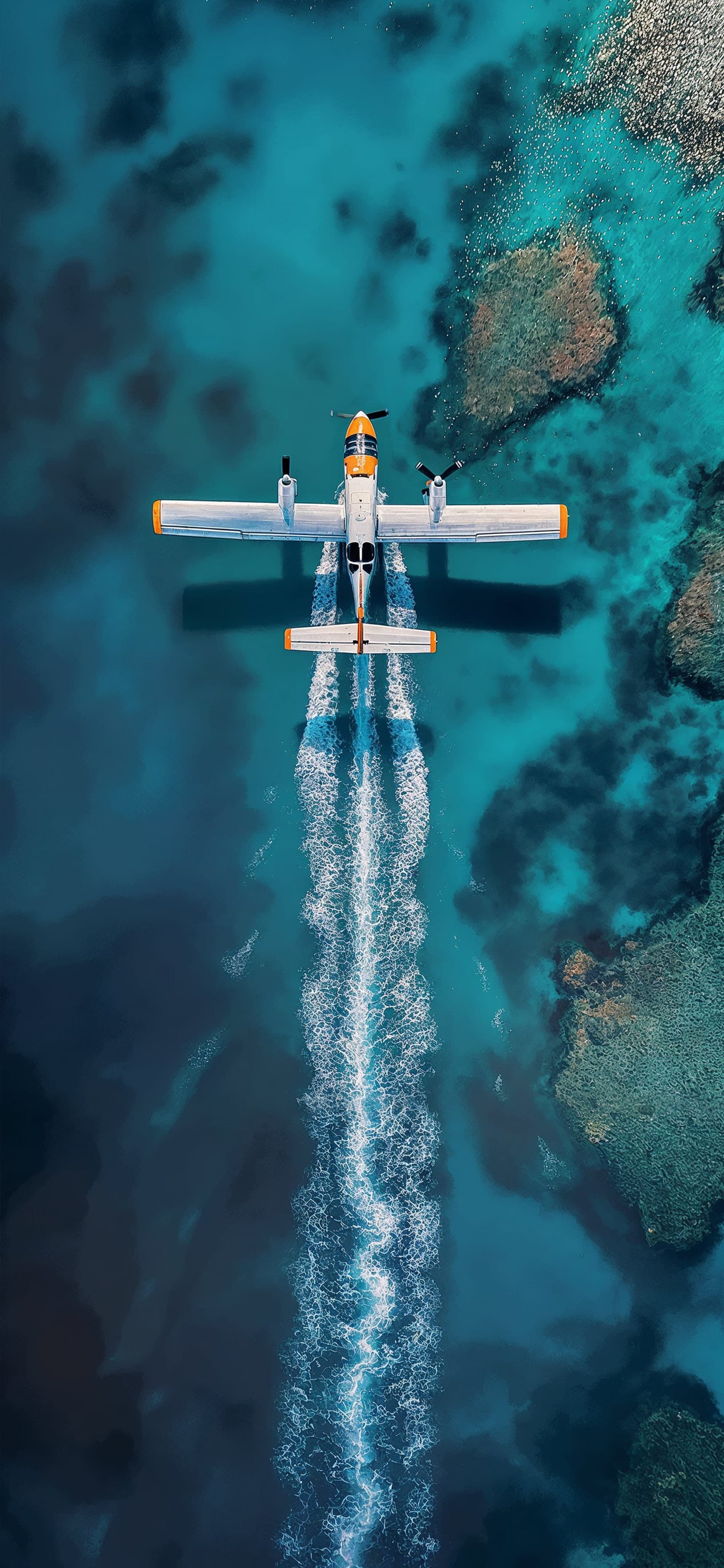 Turquoise Plane Trail - Pro phone wallpaper