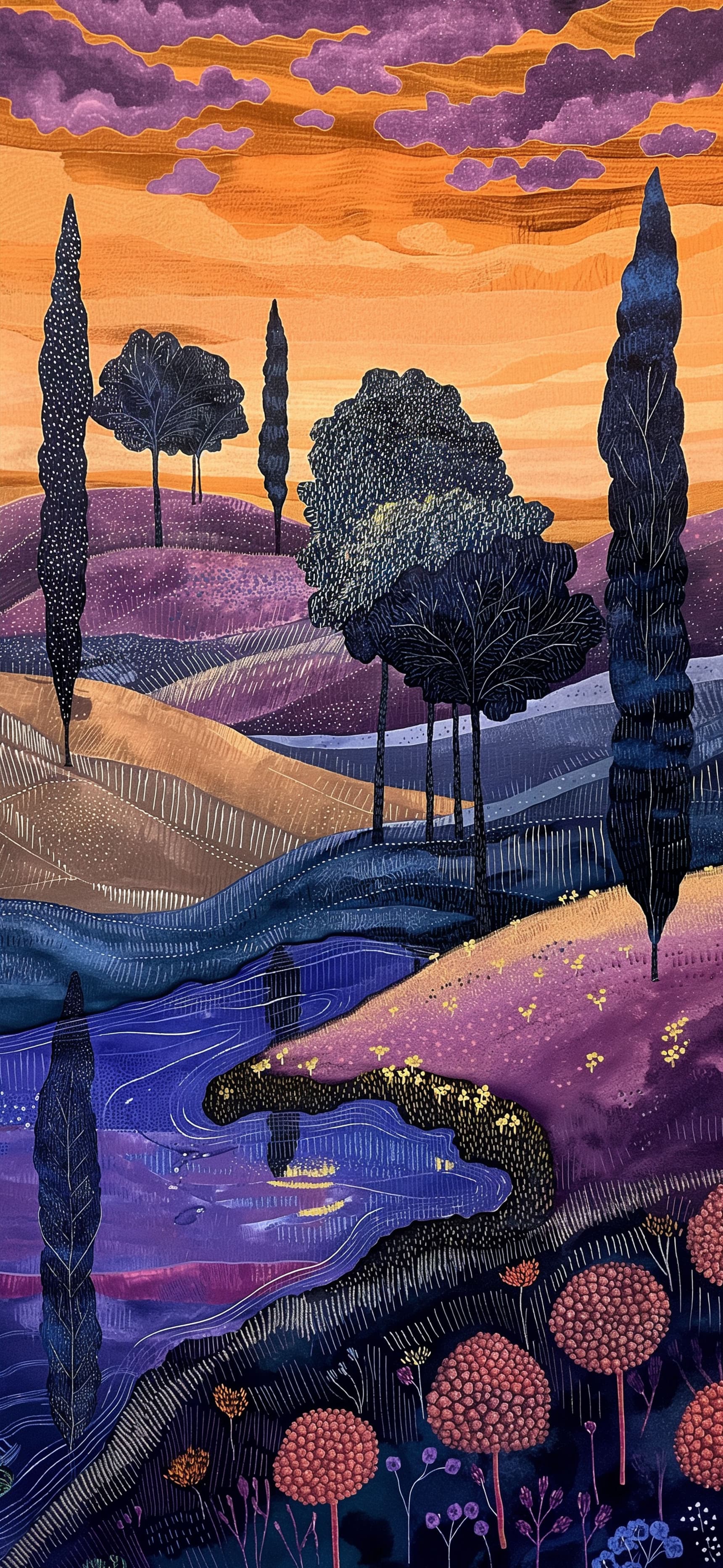 Painted Tuscan Landscape - Pro phone wallpaper