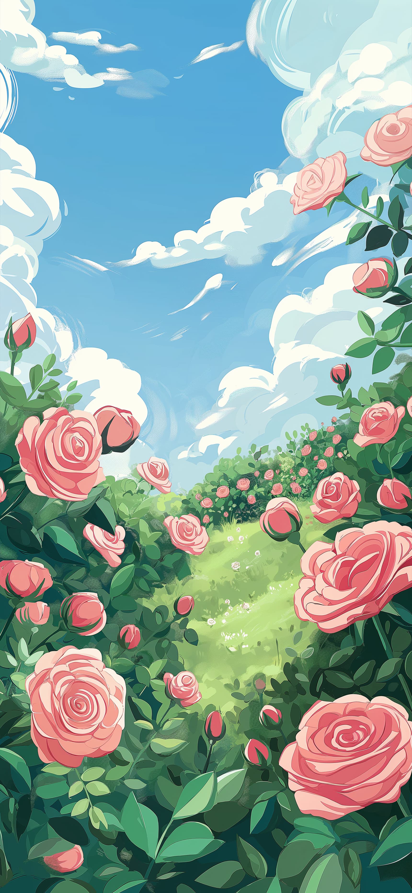 Rose Garden Path - Pro phone wallpaper