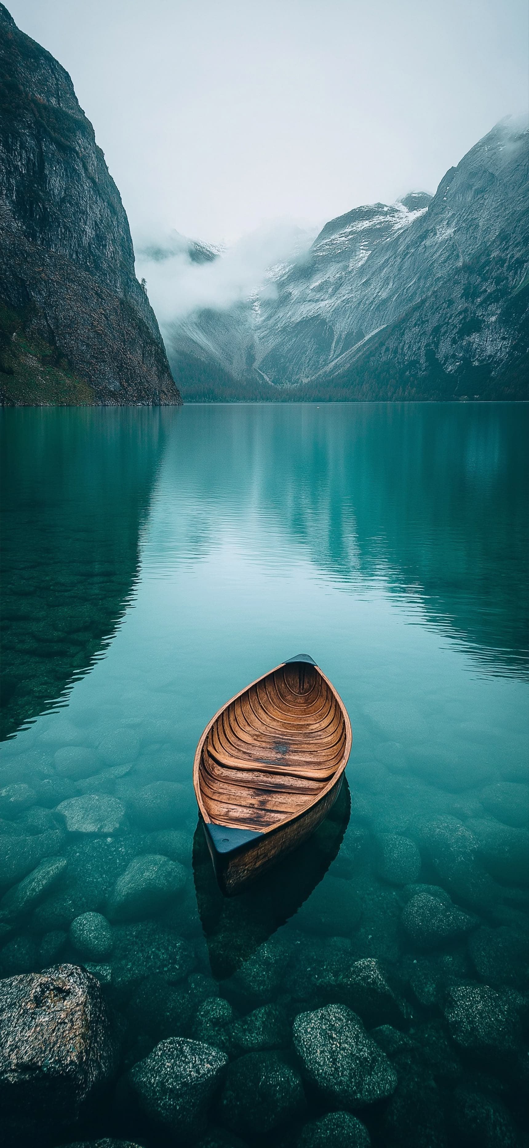 Boat in a perfect lake - free phone wallpaper