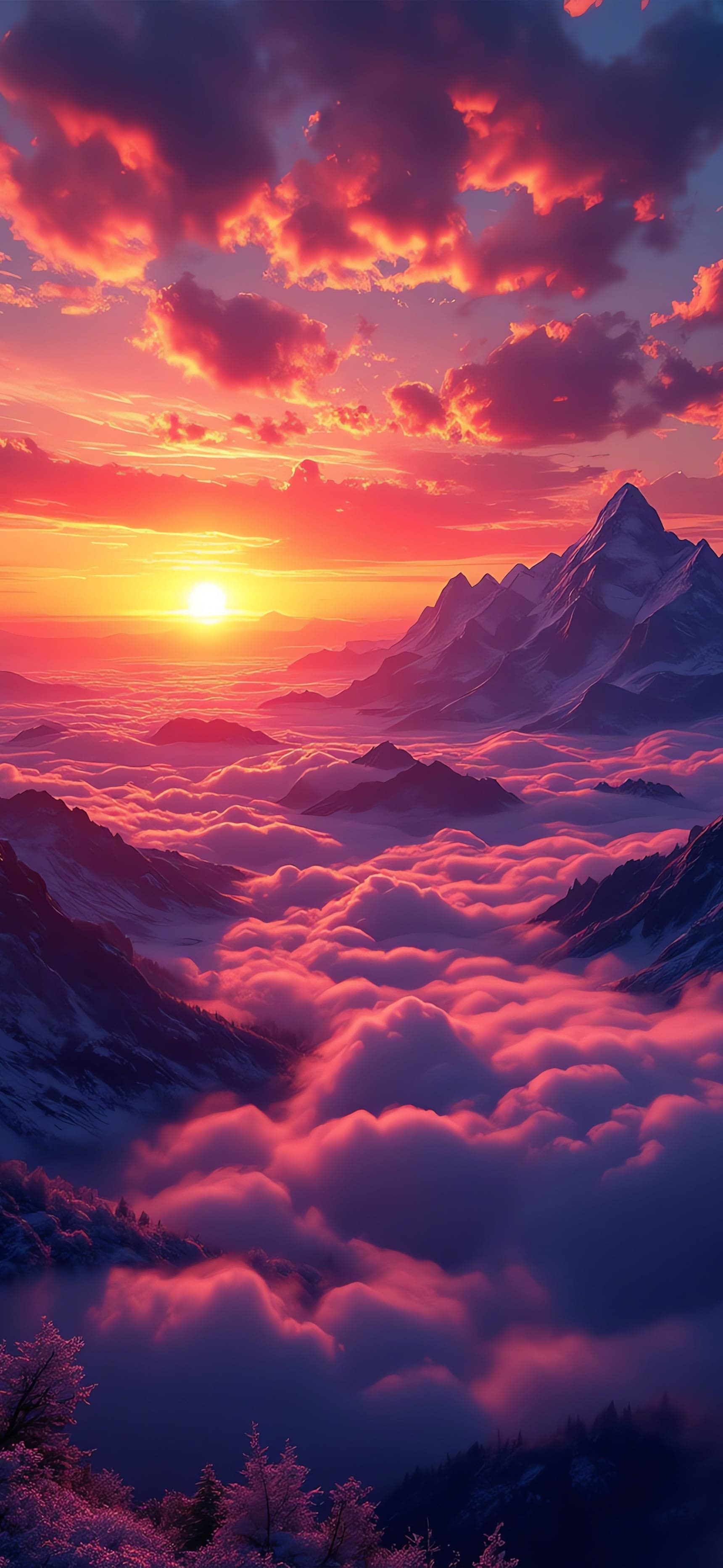 Sunset Mountains - free phone wallpaper