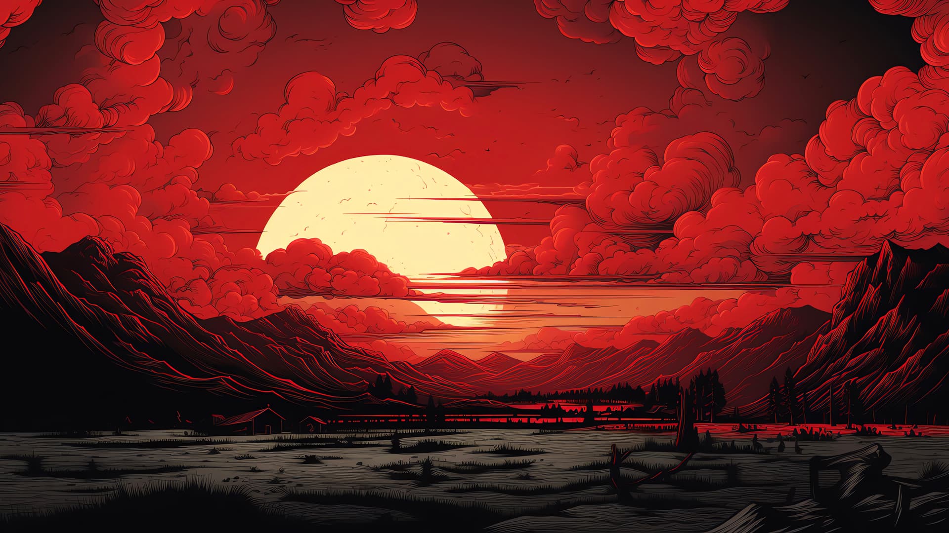 Red Lake Reflection 2 - Pro desktop wallpaper