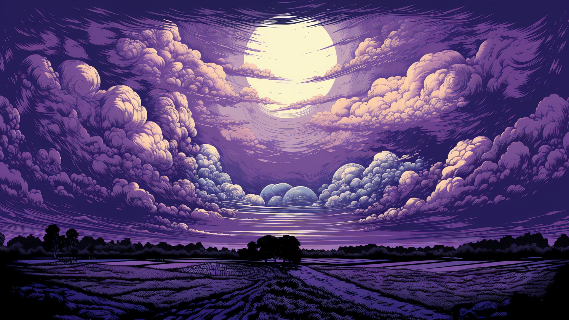 Moonlit Landscape - free desktop wallpaper