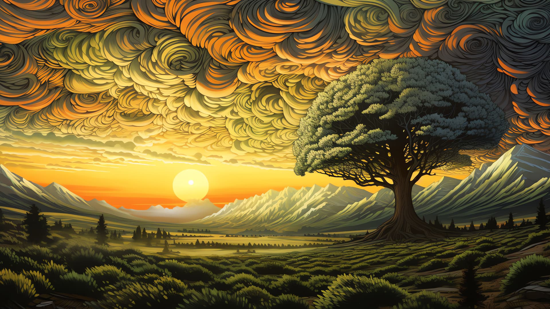 Mountain Sunset - free desktop wallpaper