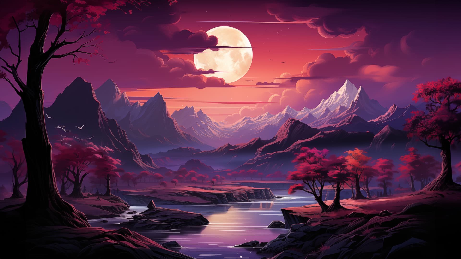 Moonlit Valley - free desktop wallpaper
