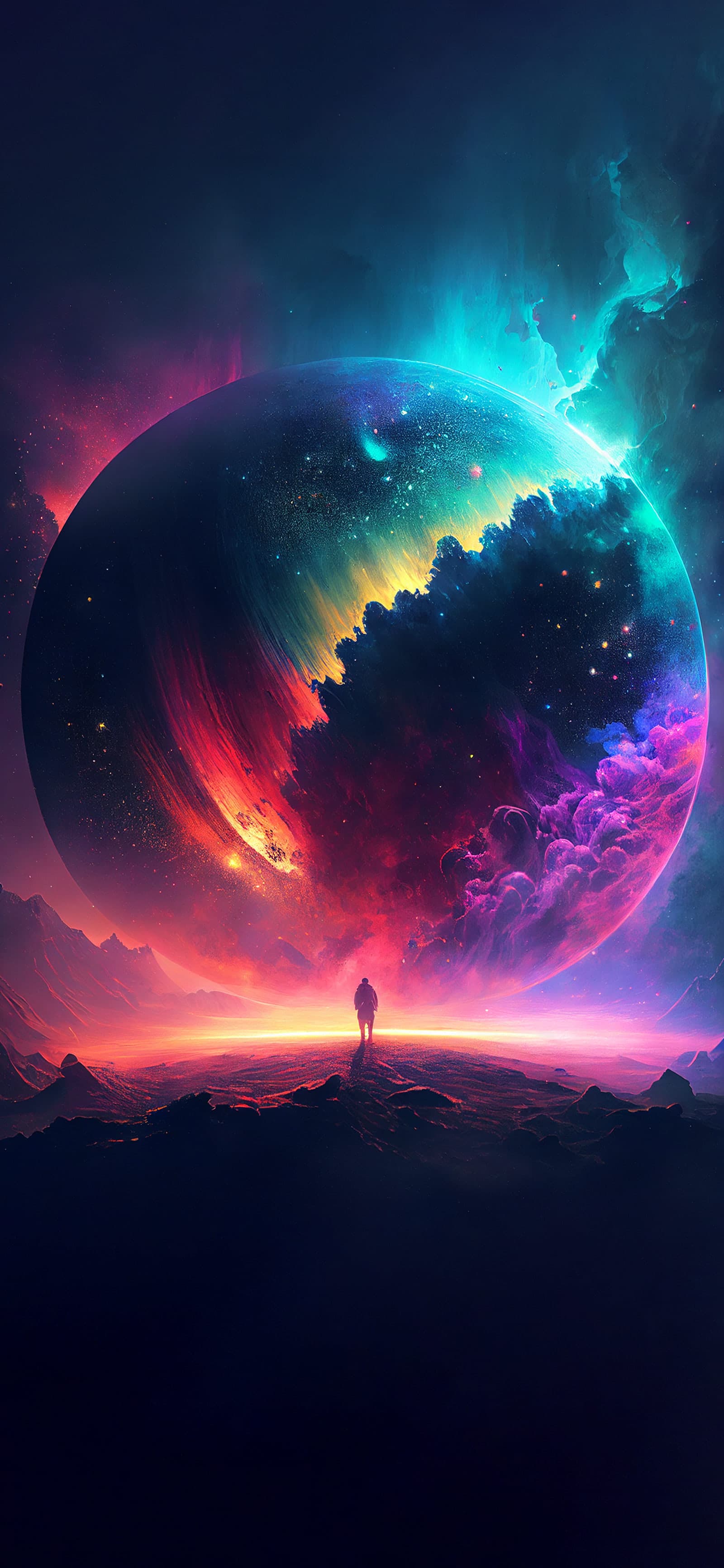 Cosmic Silhouette Gaze - Pro phone wallpaper