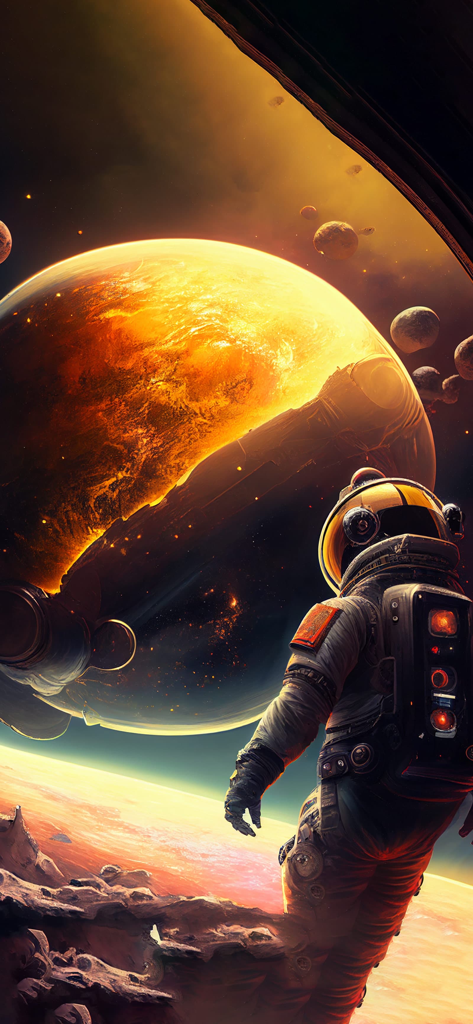 Astronaut Planet View - Pro phone wallpaper