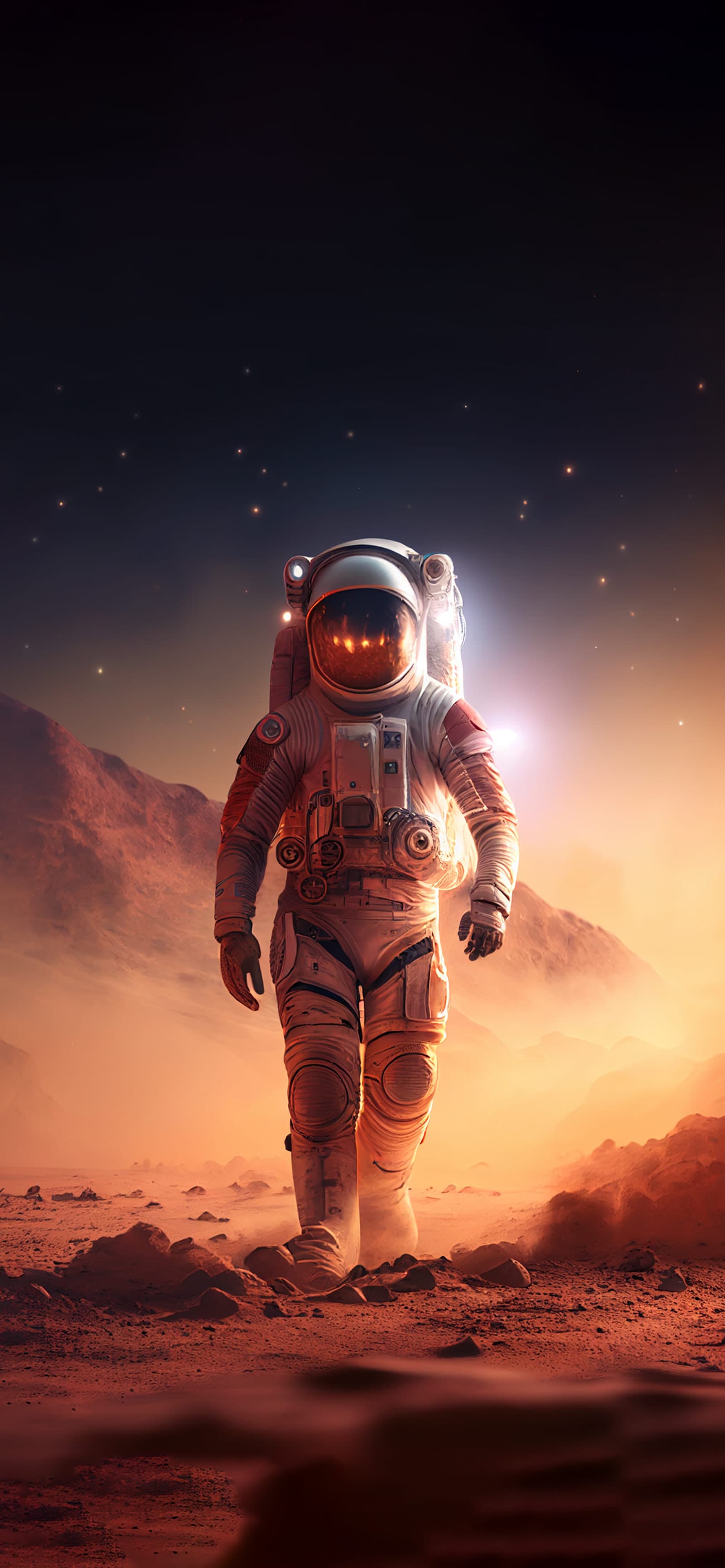Astronaut Fiery Sky - Pro phone wallpaper