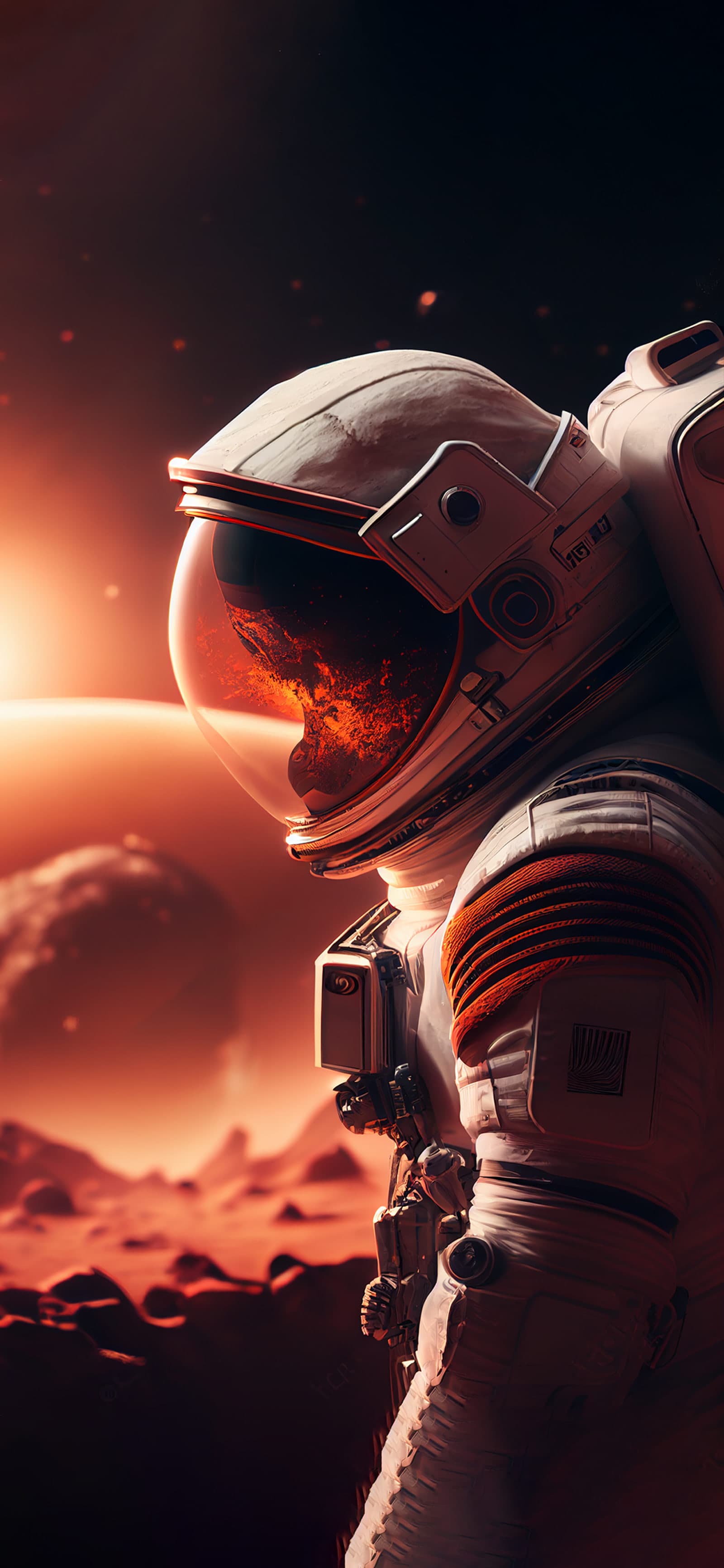 Astronaut Mars Gaze - Pro phone wallpaper