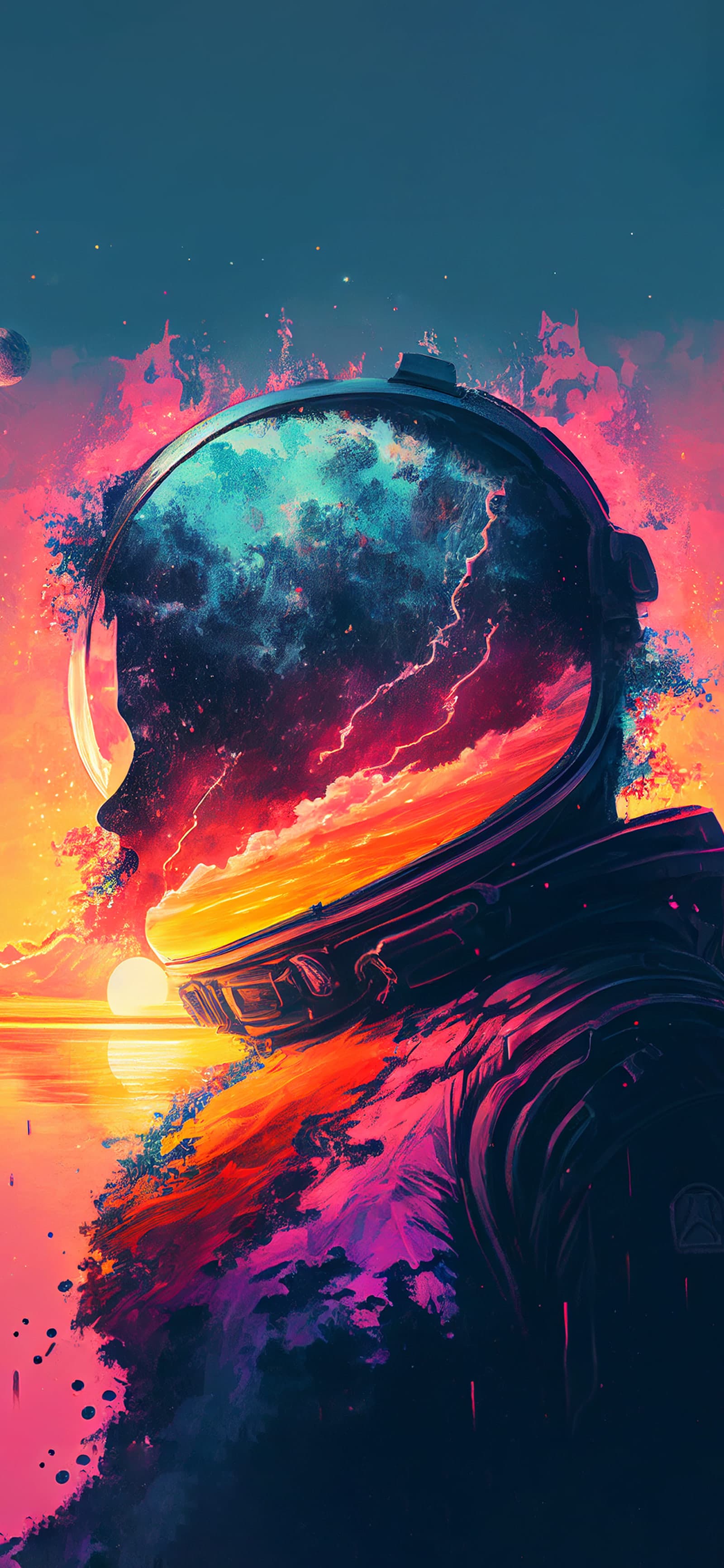 Astronaut Sunset Reflection - Pro phone wallpaper