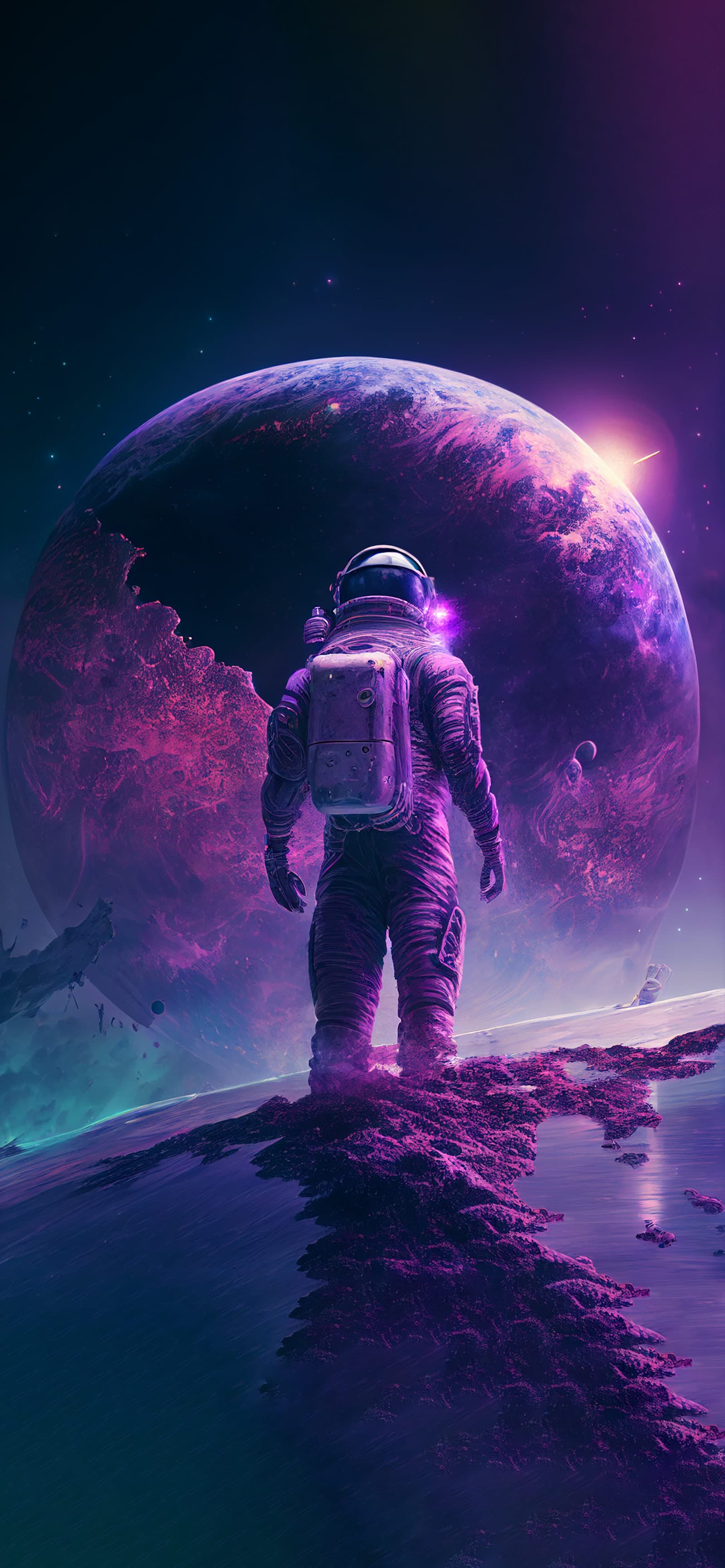 Astronaut Purple Planet - Pro phone wallpaper