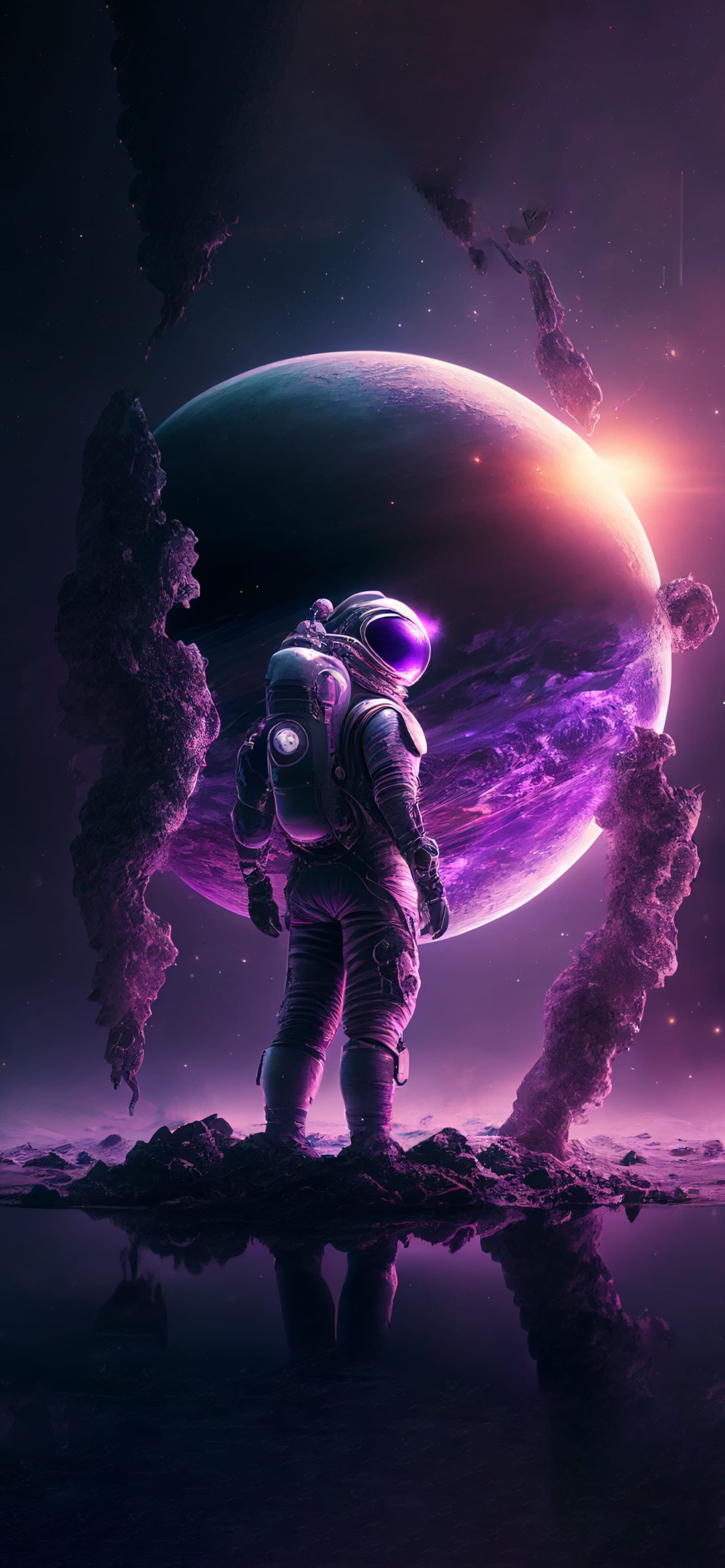 Amethyst Planet Reflection - Pro phone wallpaper