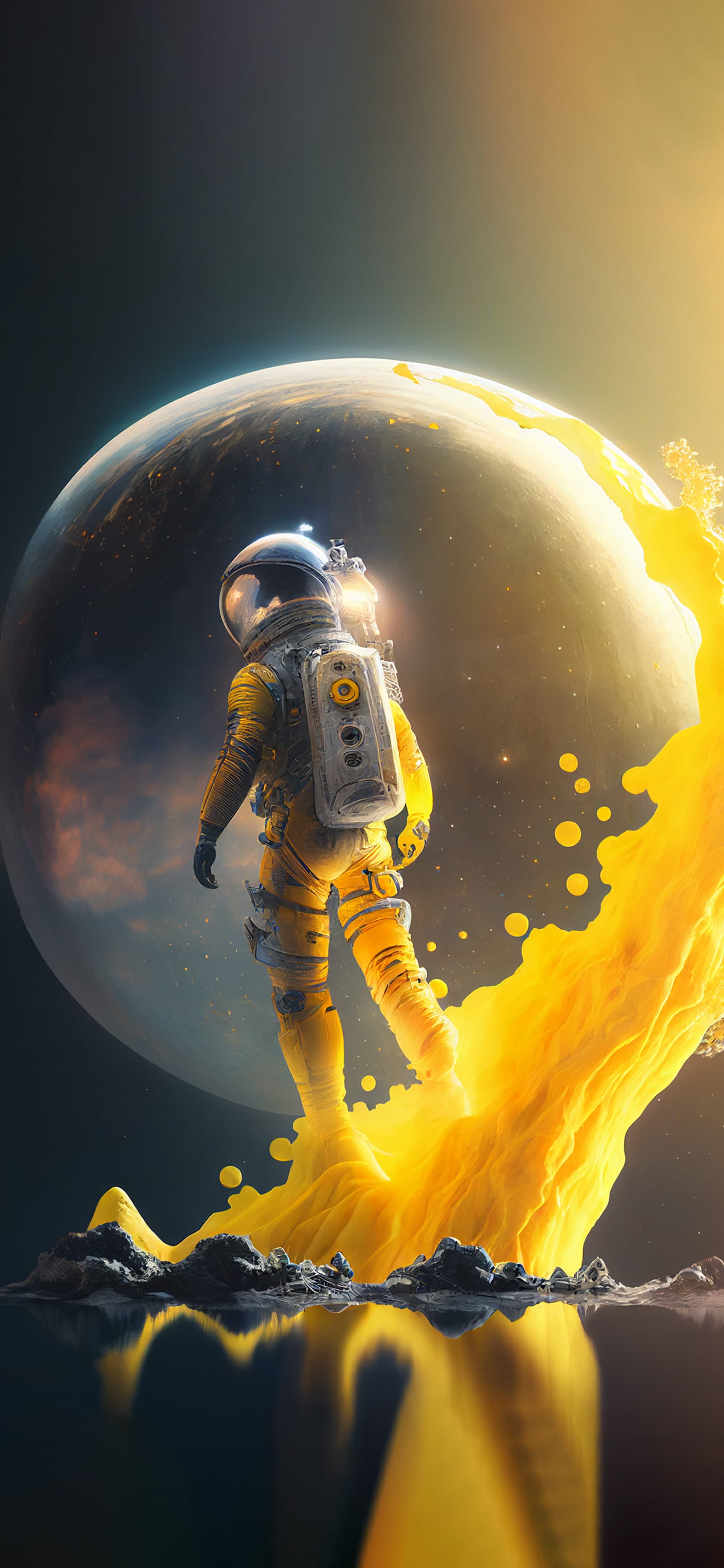 Astronaut Golden Shower - Pro phone wallpaper
