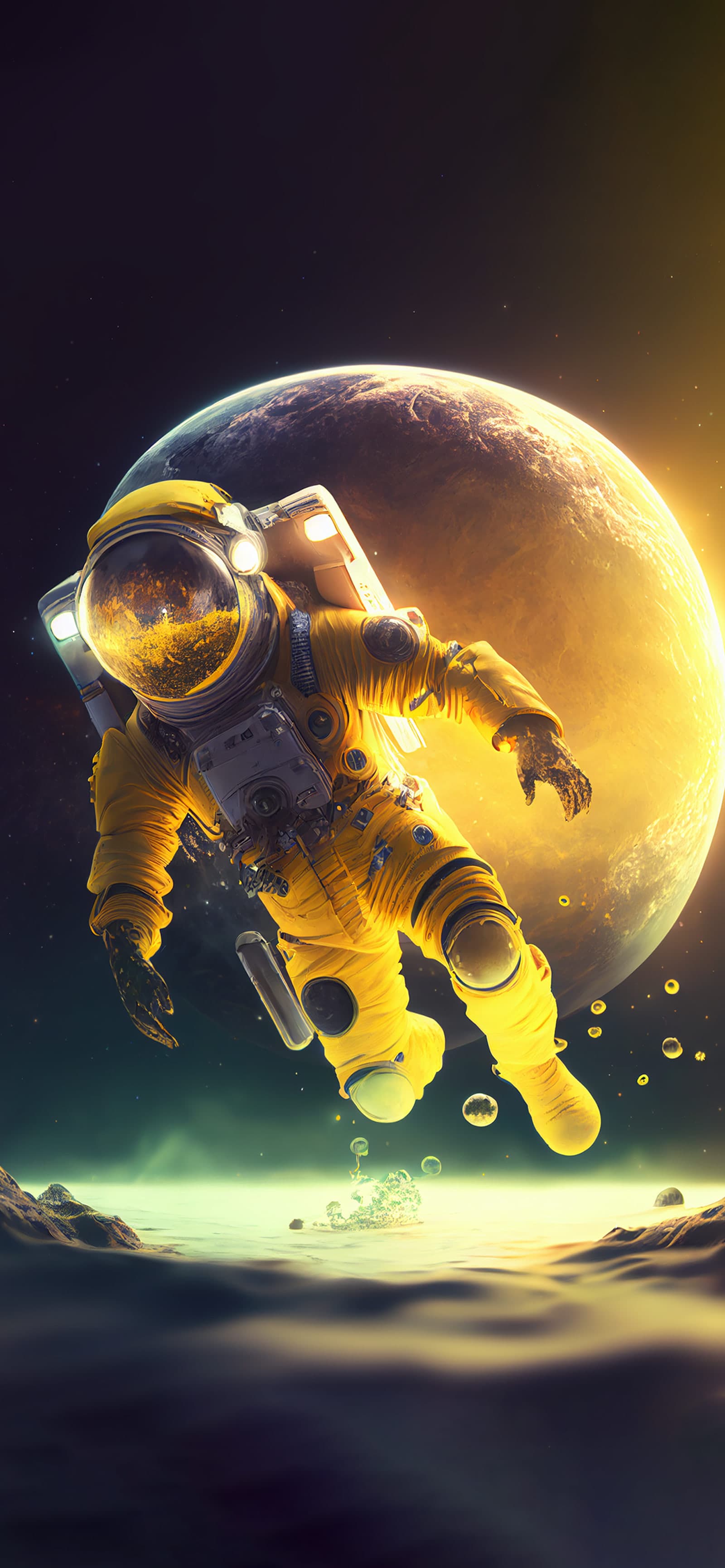 Astronaut's Golden Hour - Pro phone wallpaper