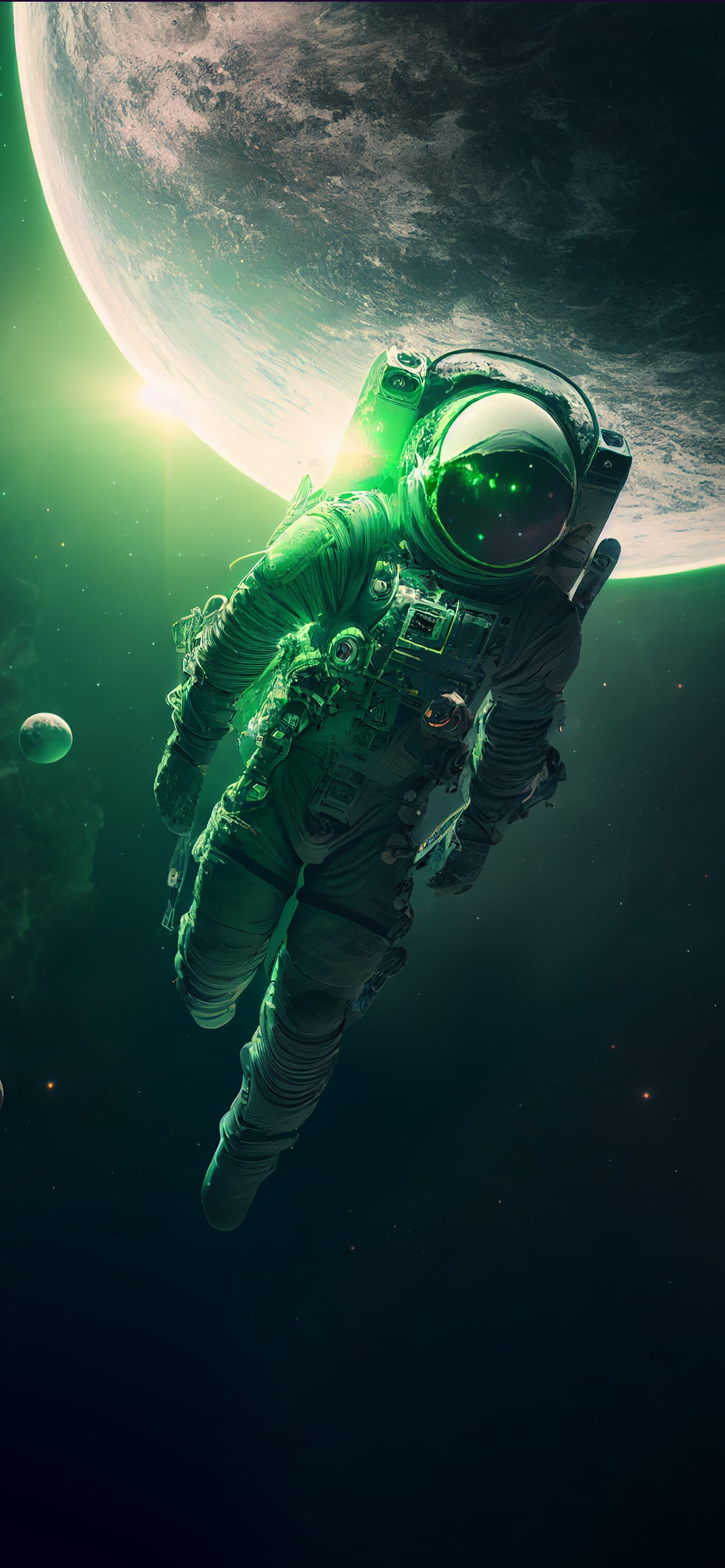 Emerald Space Wanderer - Pro phone wallpaper