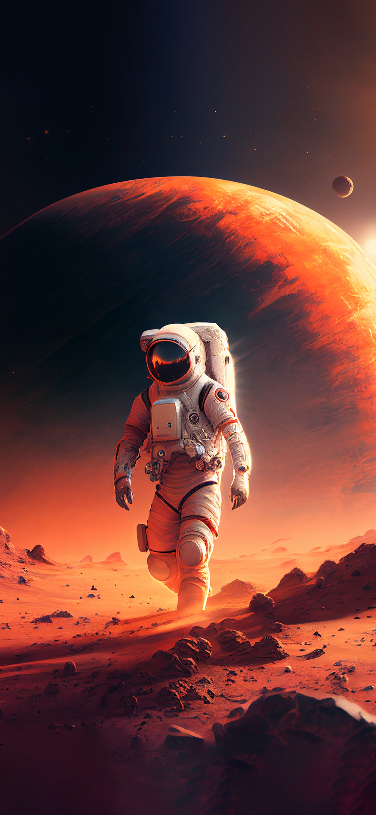 Martian Astronaut Walk - Pro phone wallpaper
