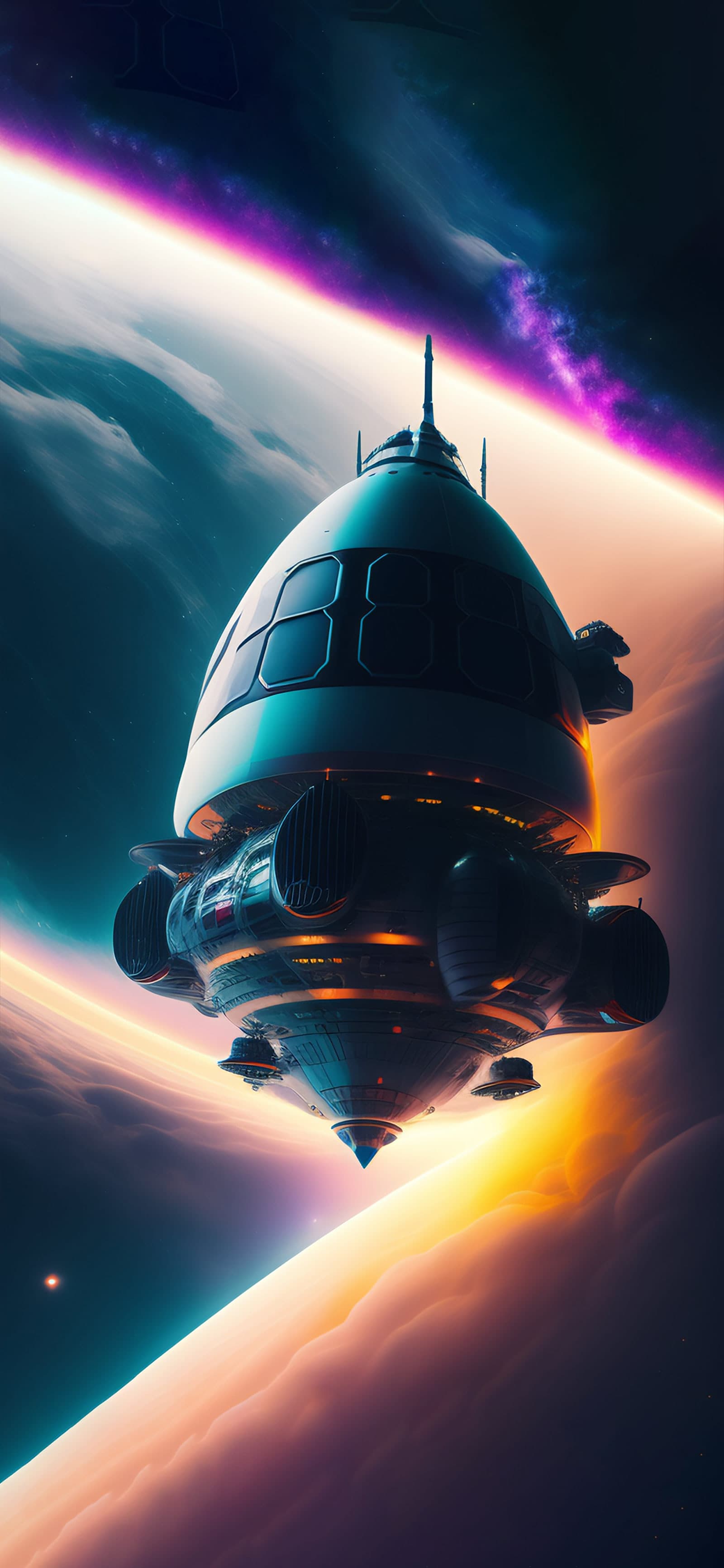 Spacecraft Cosmic Clouds - Pro phone wallpaper