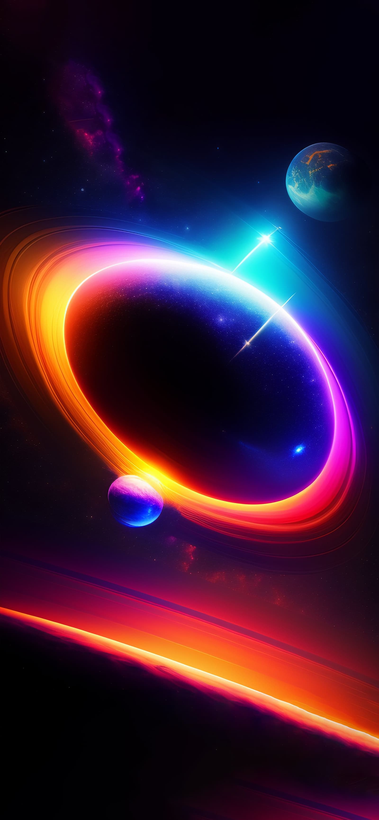 Cosmic Ring System - Pro phone wallpaper