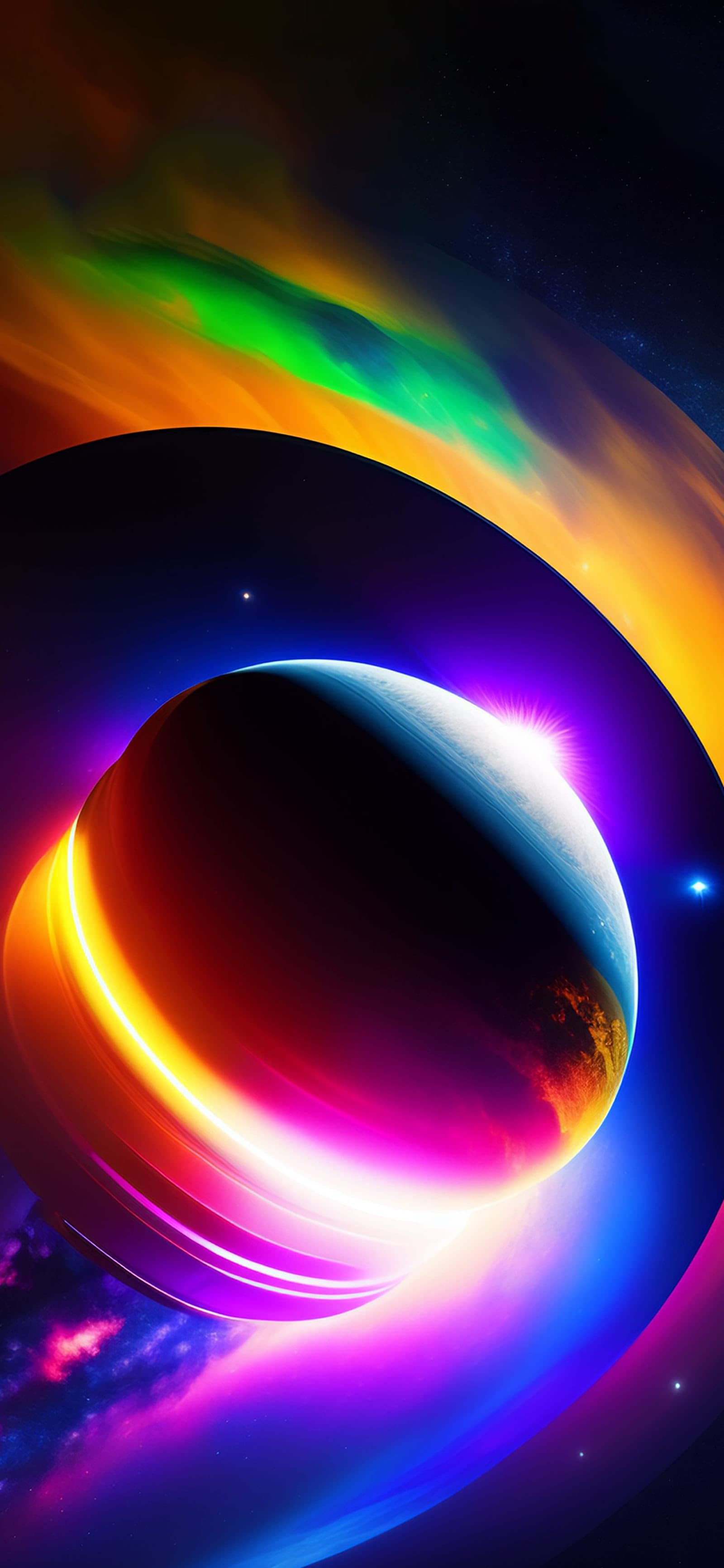 Cosmic Ringed Planet - Pro phone wallpaper