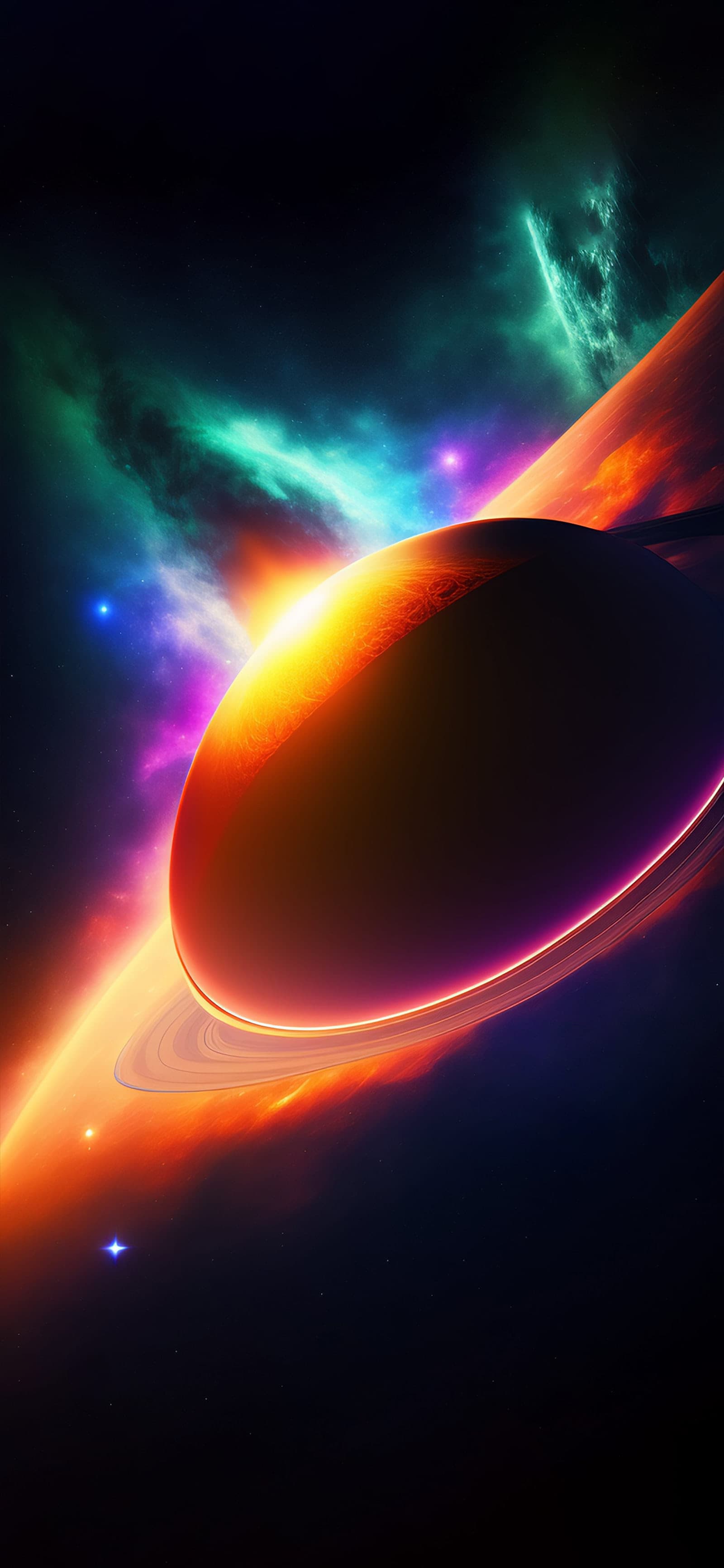 Ringed Planet Glow - Pro phone wallpaper