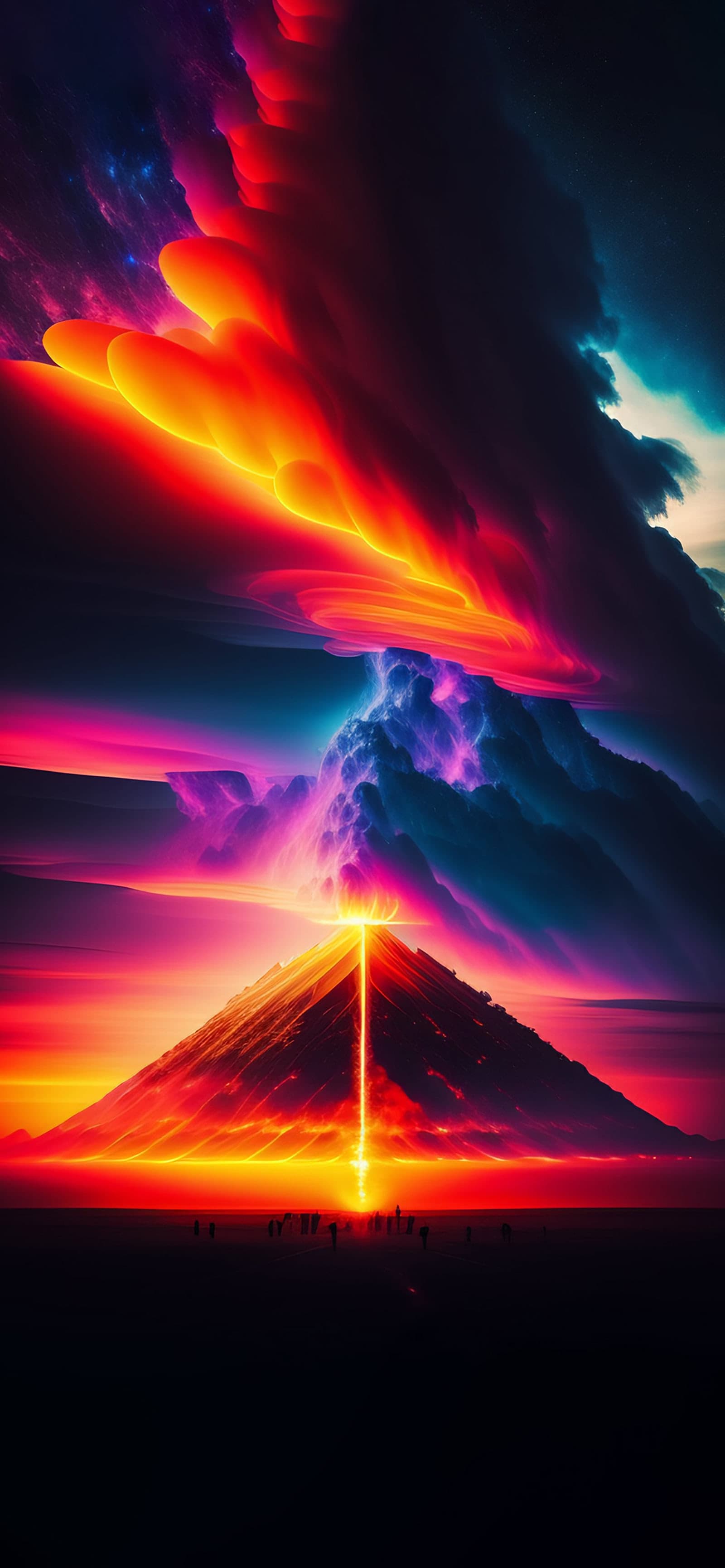 Neon Mountain Peak - Pro phone wallpaper