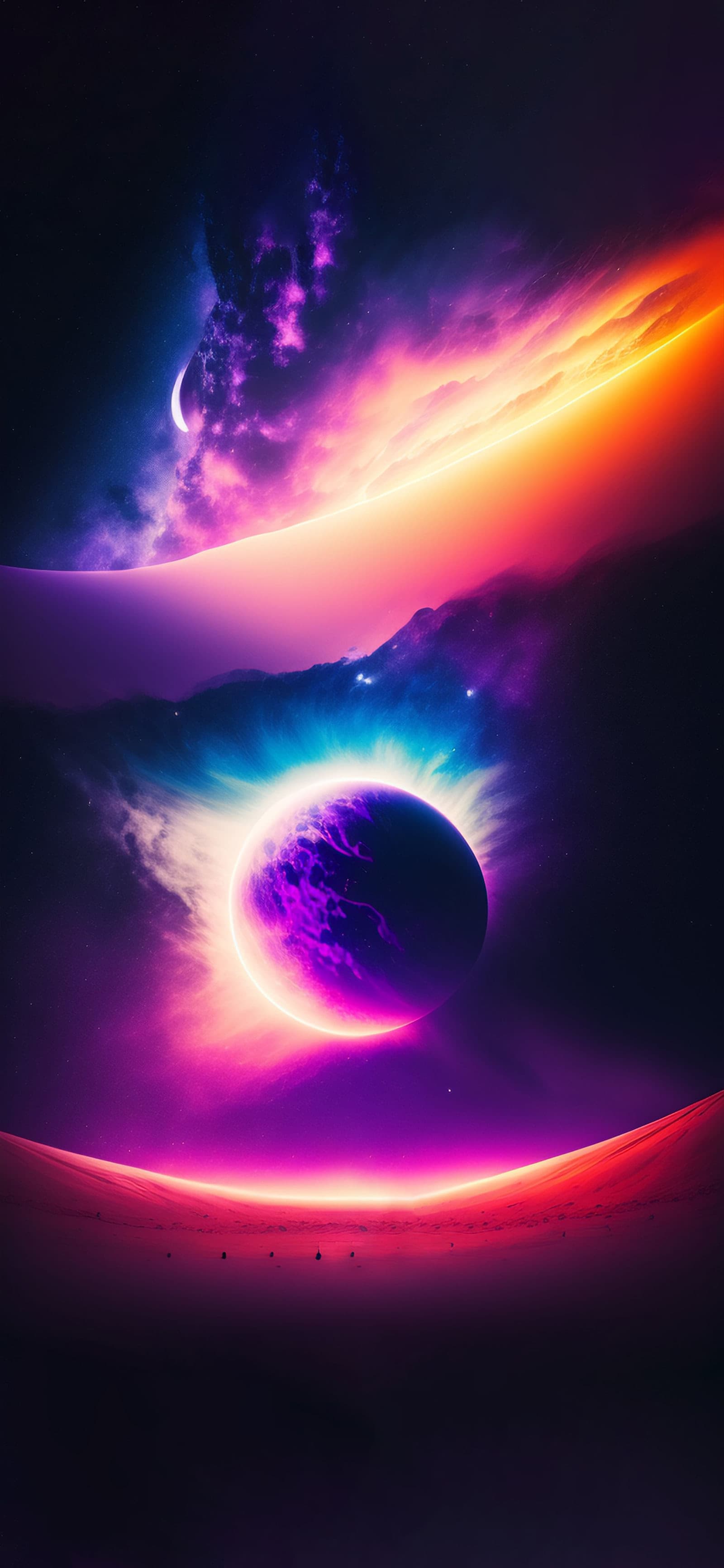Cosmic Eclipse Landscape - Pro phone wallpaper