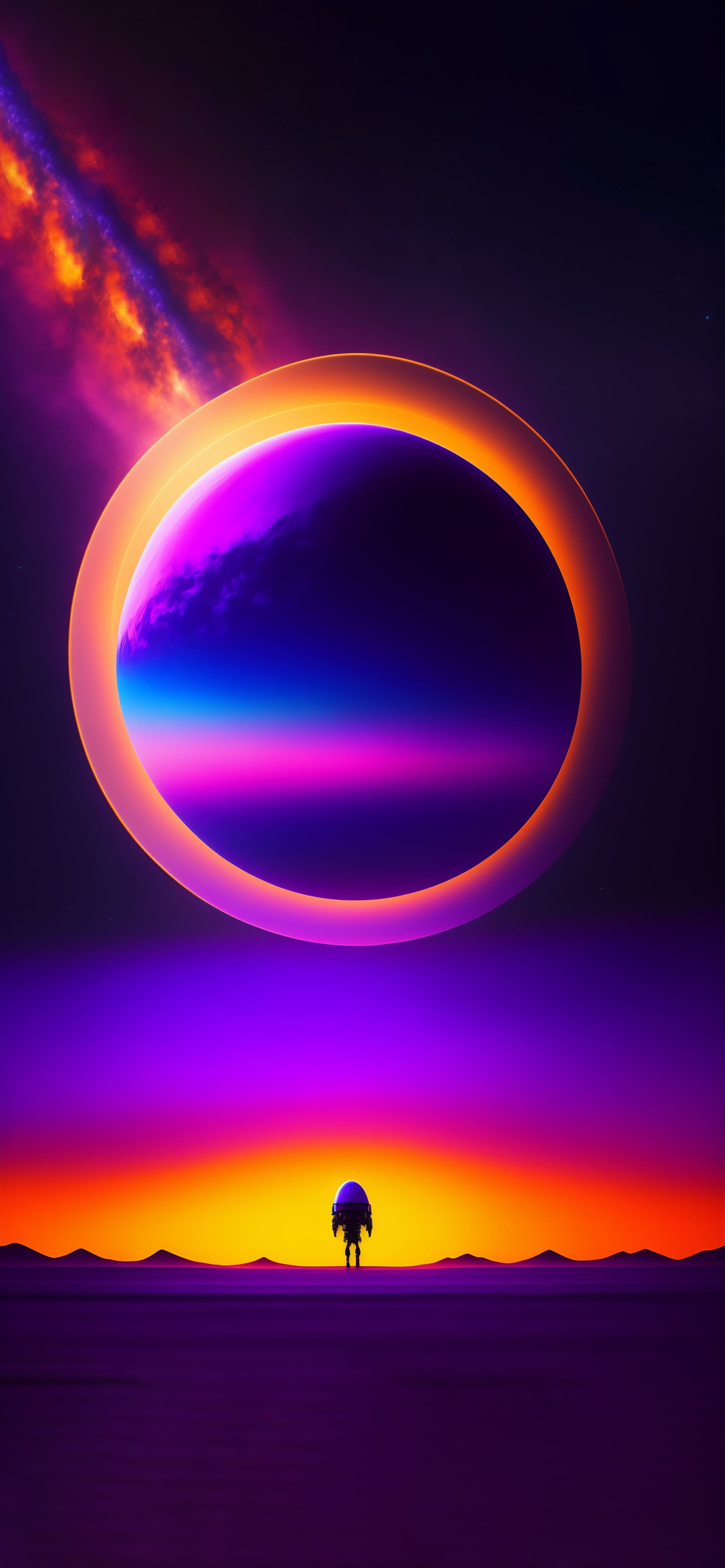 Cosmic Ring Silhouette - Pro phone wallpaper