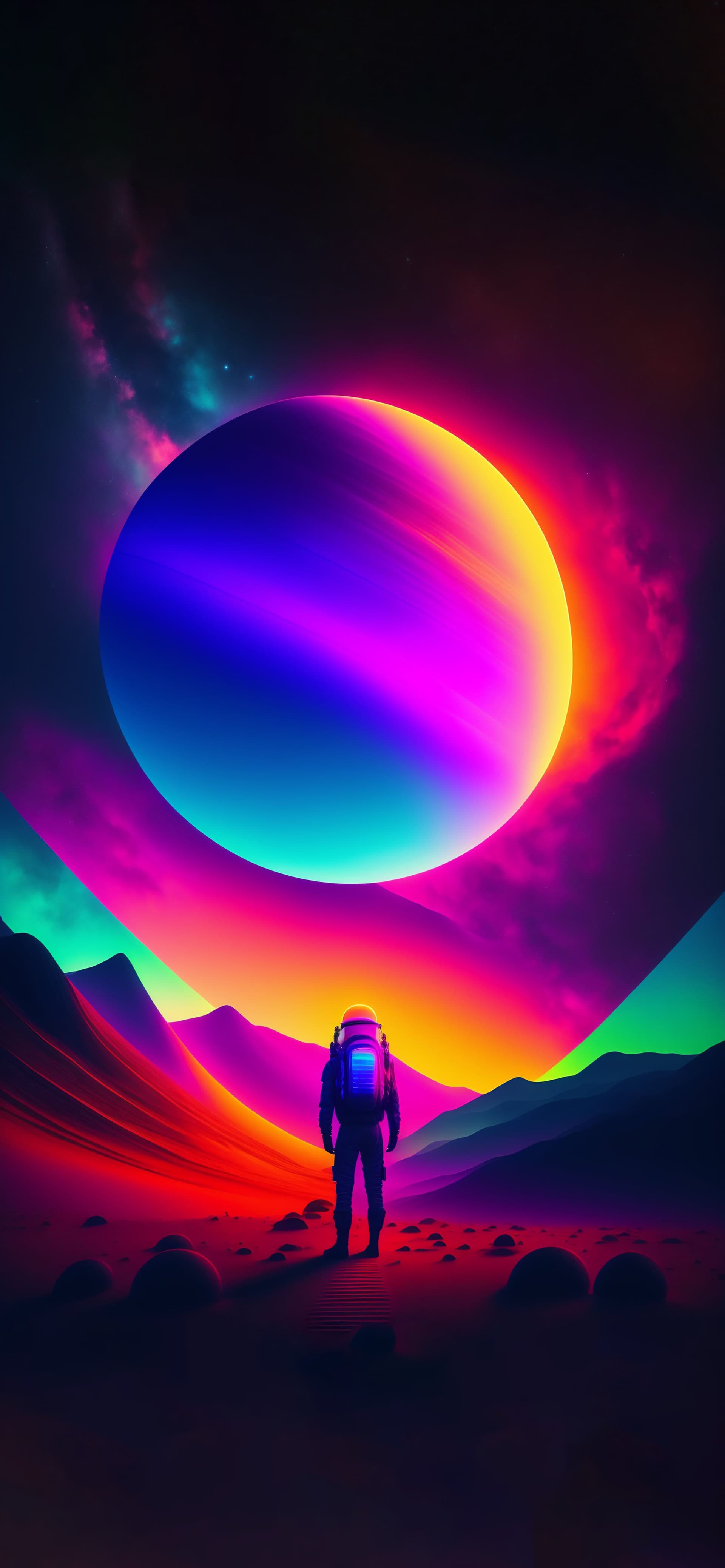 Neon Planet Stargazer - Pro phone wallpaper