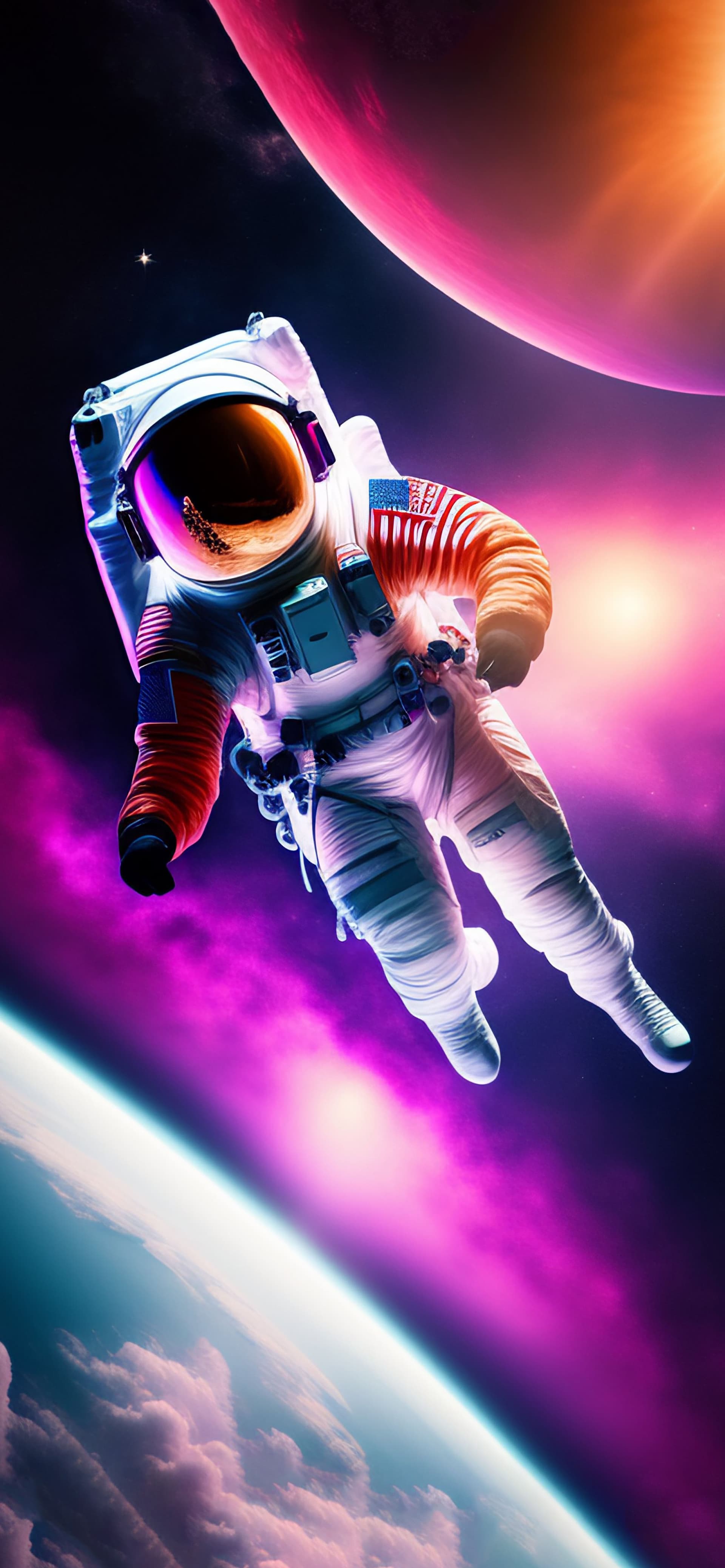 Floating Space Explorer - Pro phone wallpaper