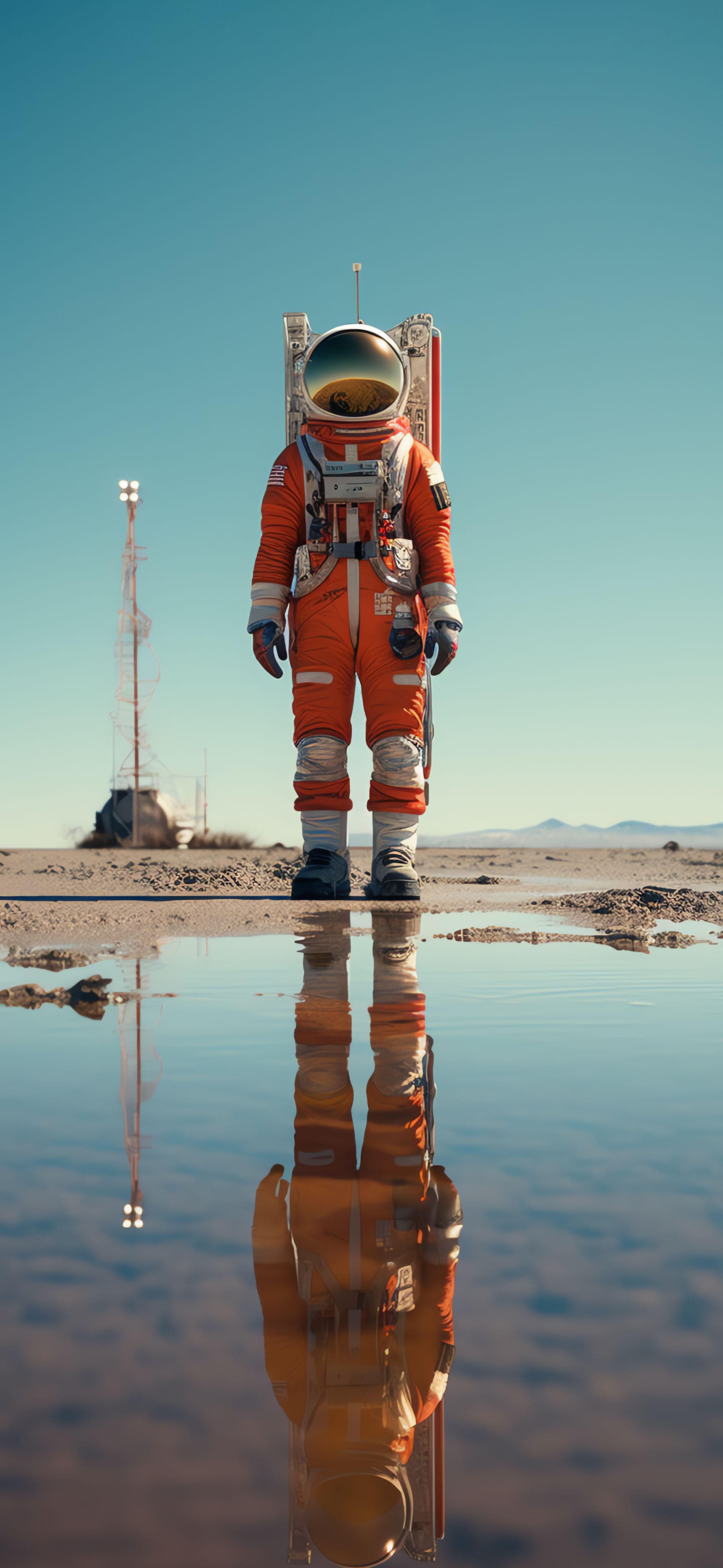 Astronaut Water Reflection - Pro phone wallpaper