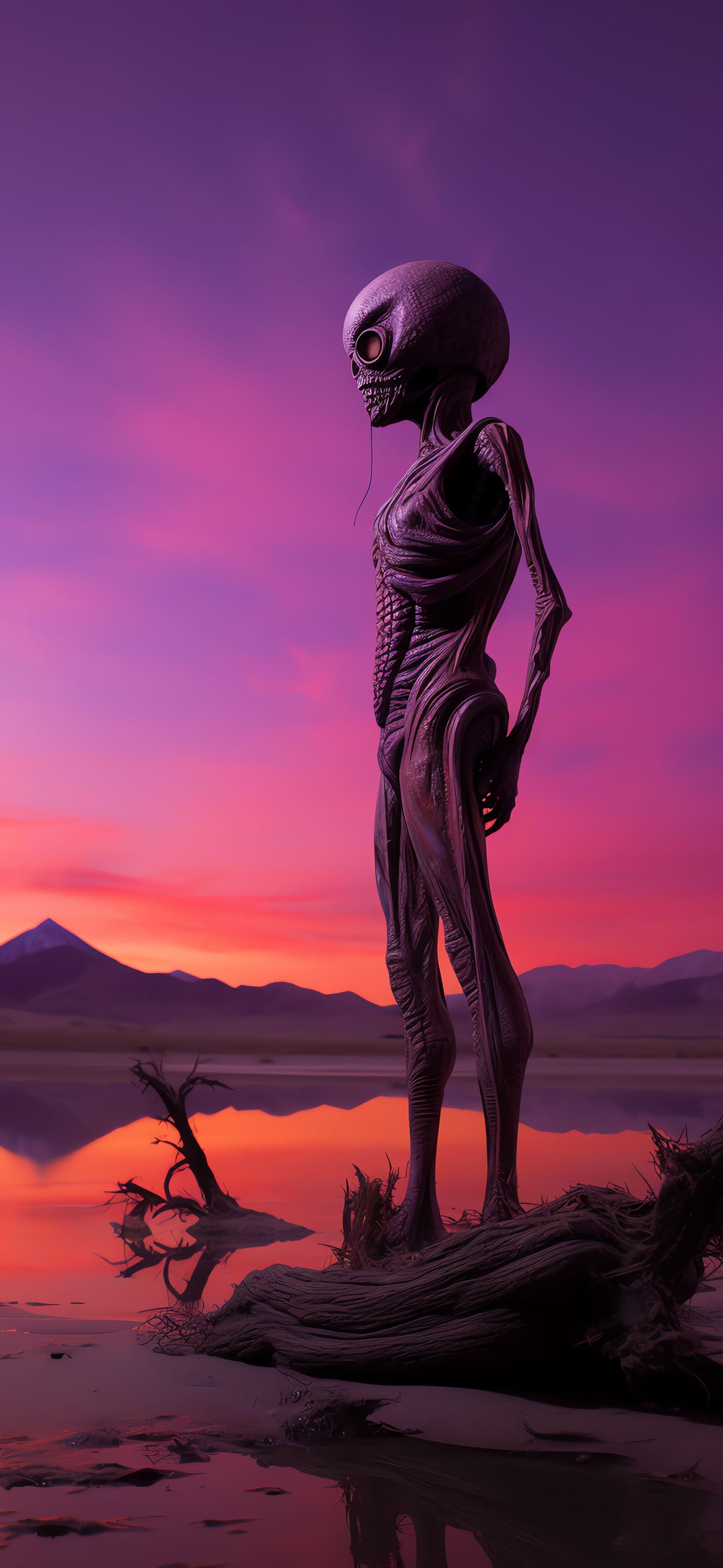 Alien Shoreline Silhouette - Pro phone wallpaper