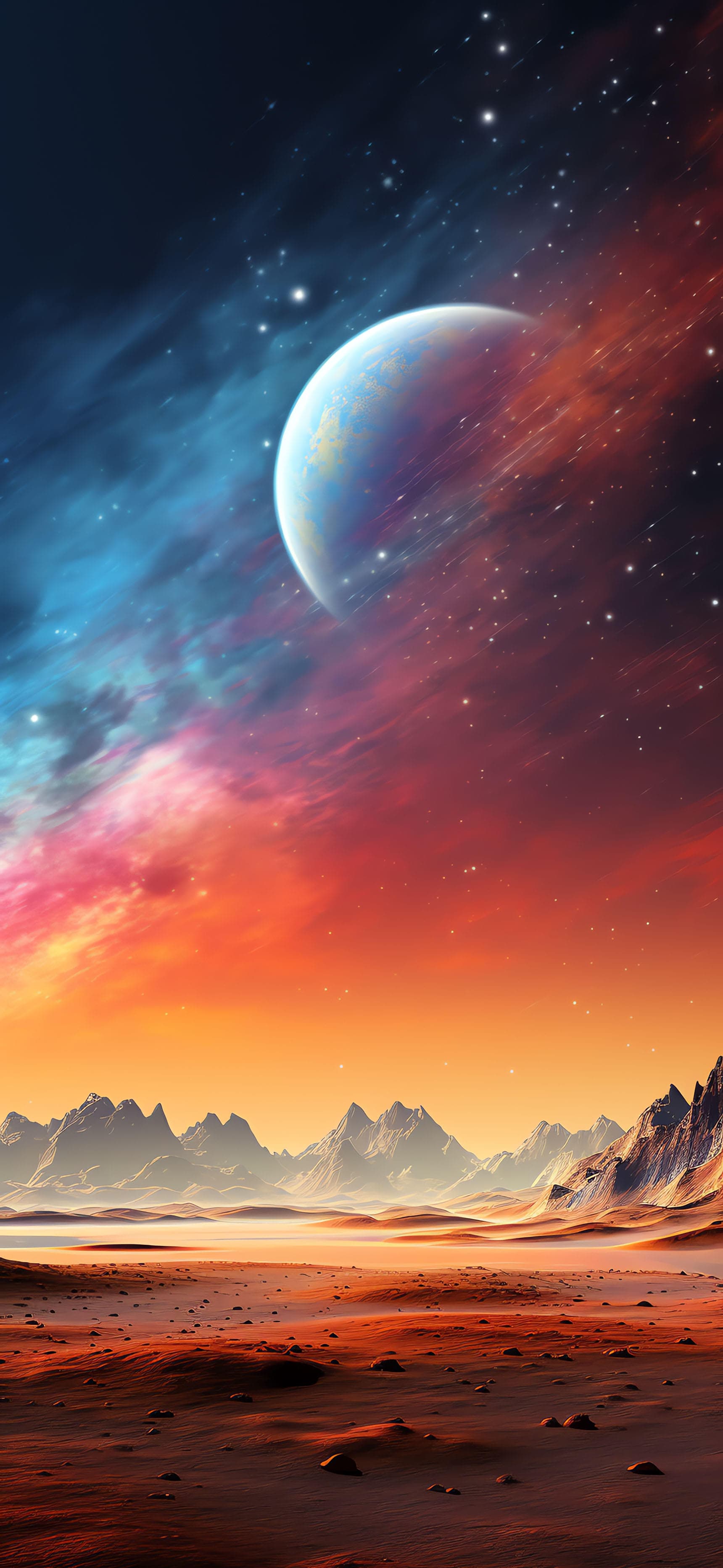 Exoplanet Mountain Vista - Pro phone wallpaper