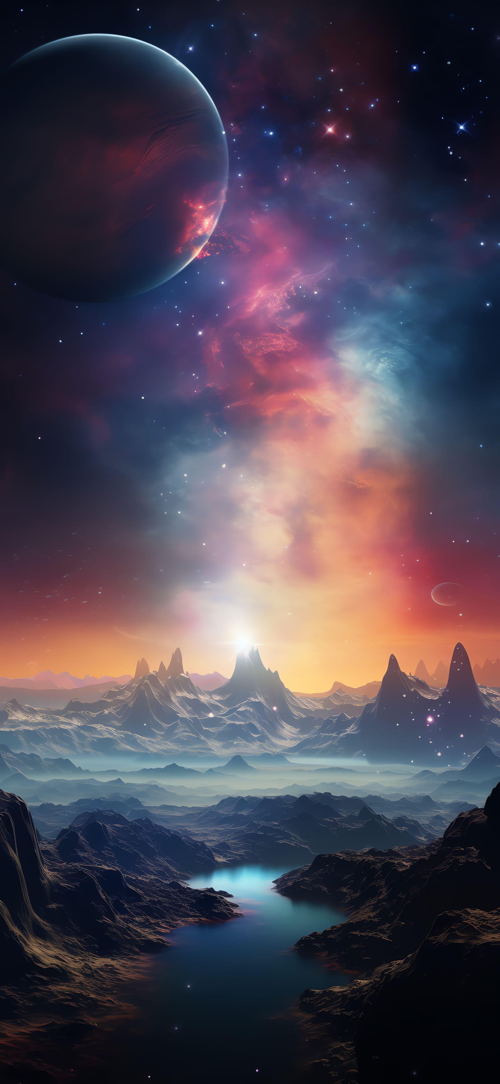 Celestial Mountain View - Pro phone wallpaper