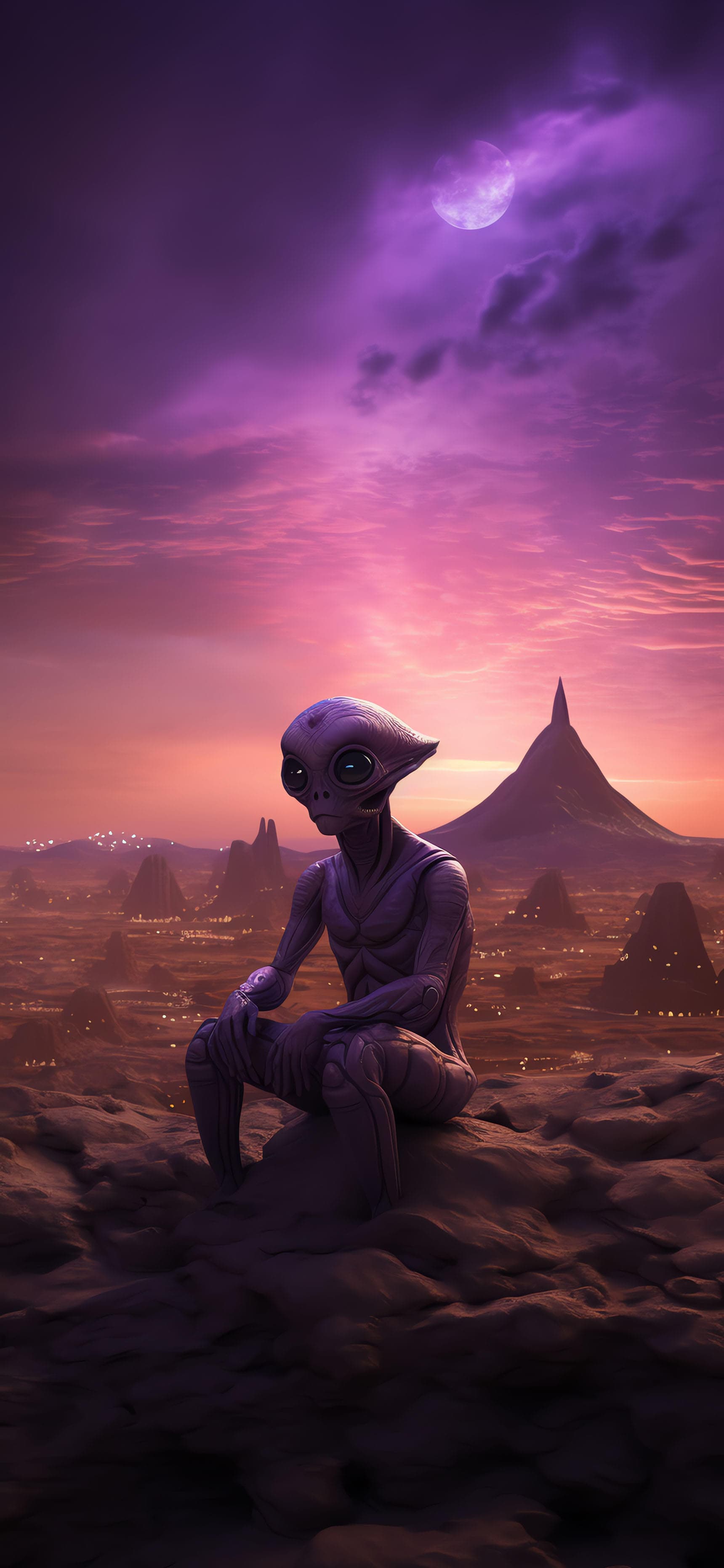 Alien Contemplation Scene - Pro phone wallpaper