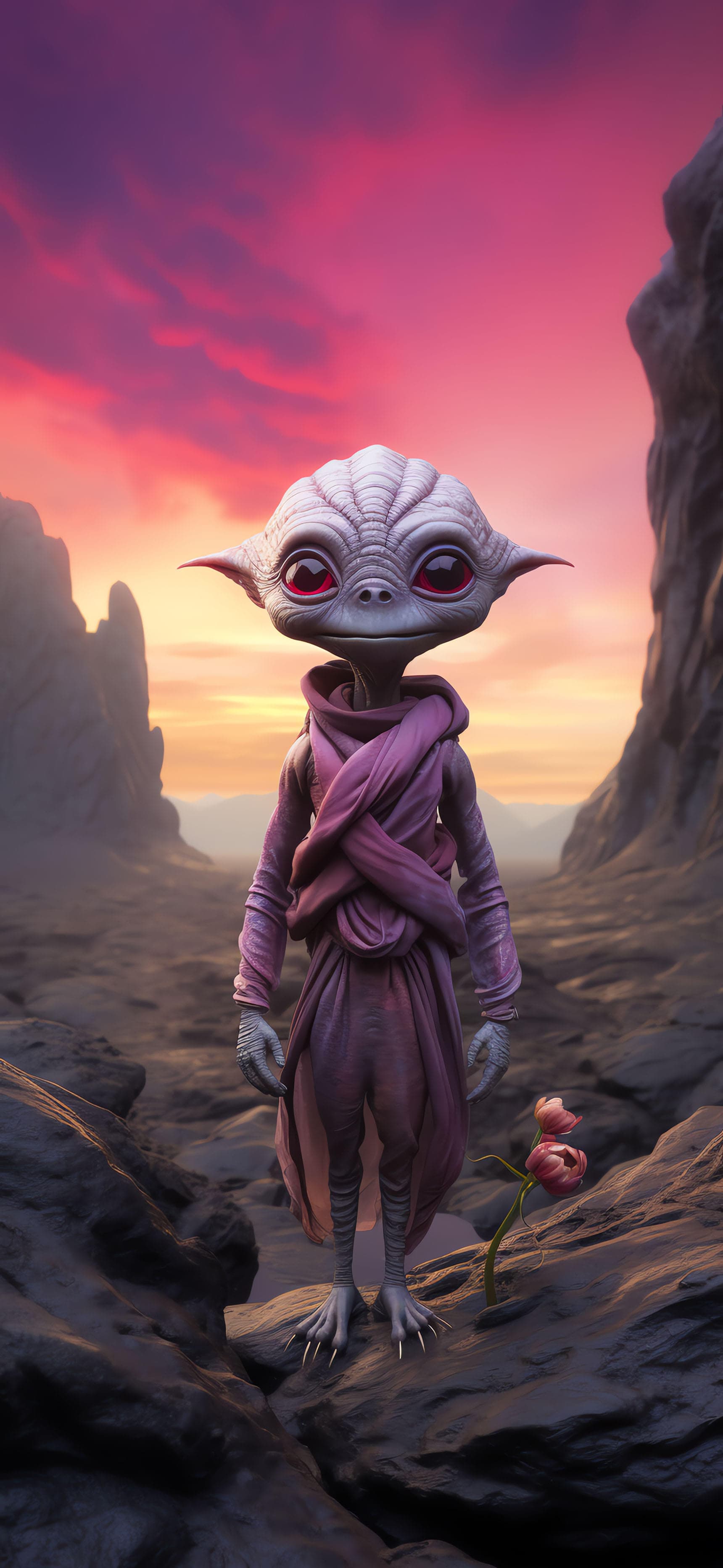 Alien Desert Sunset - Pro phone wallpaper