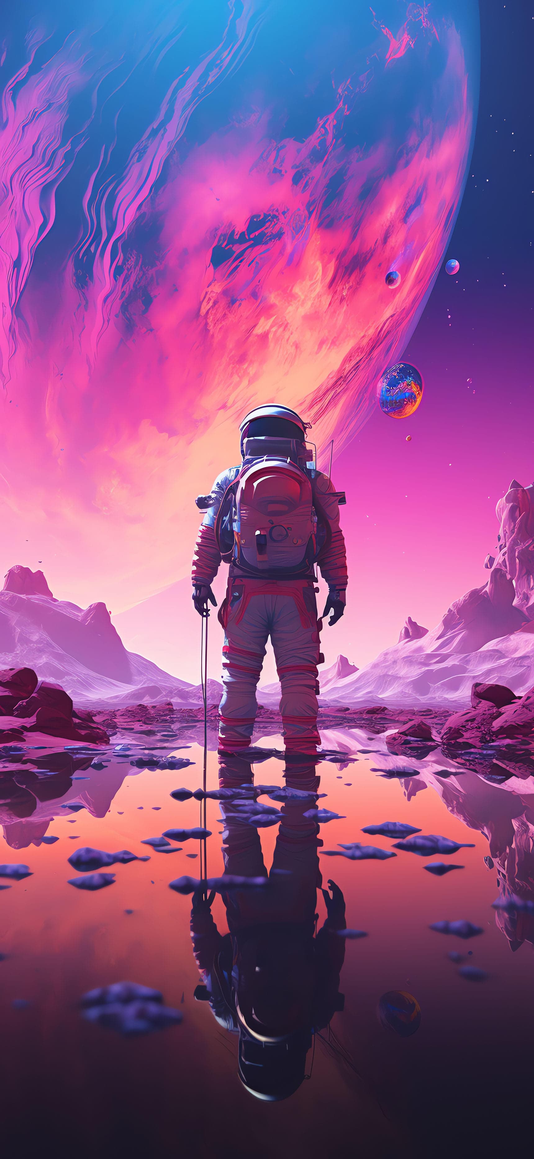 Astronaut Pink Reflection - Pro phone wallpaper