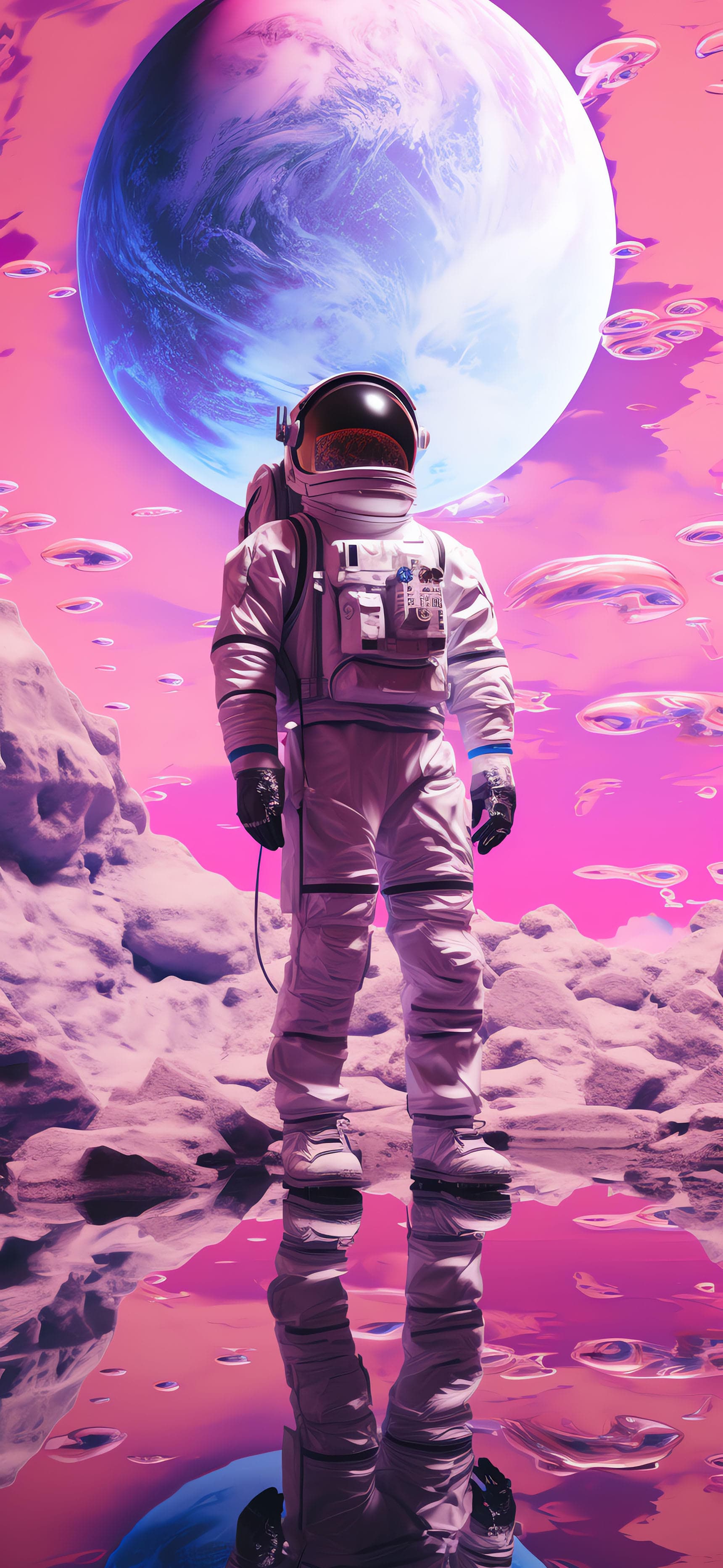 Astronaut Pink Planet - Pro phone wallpaper