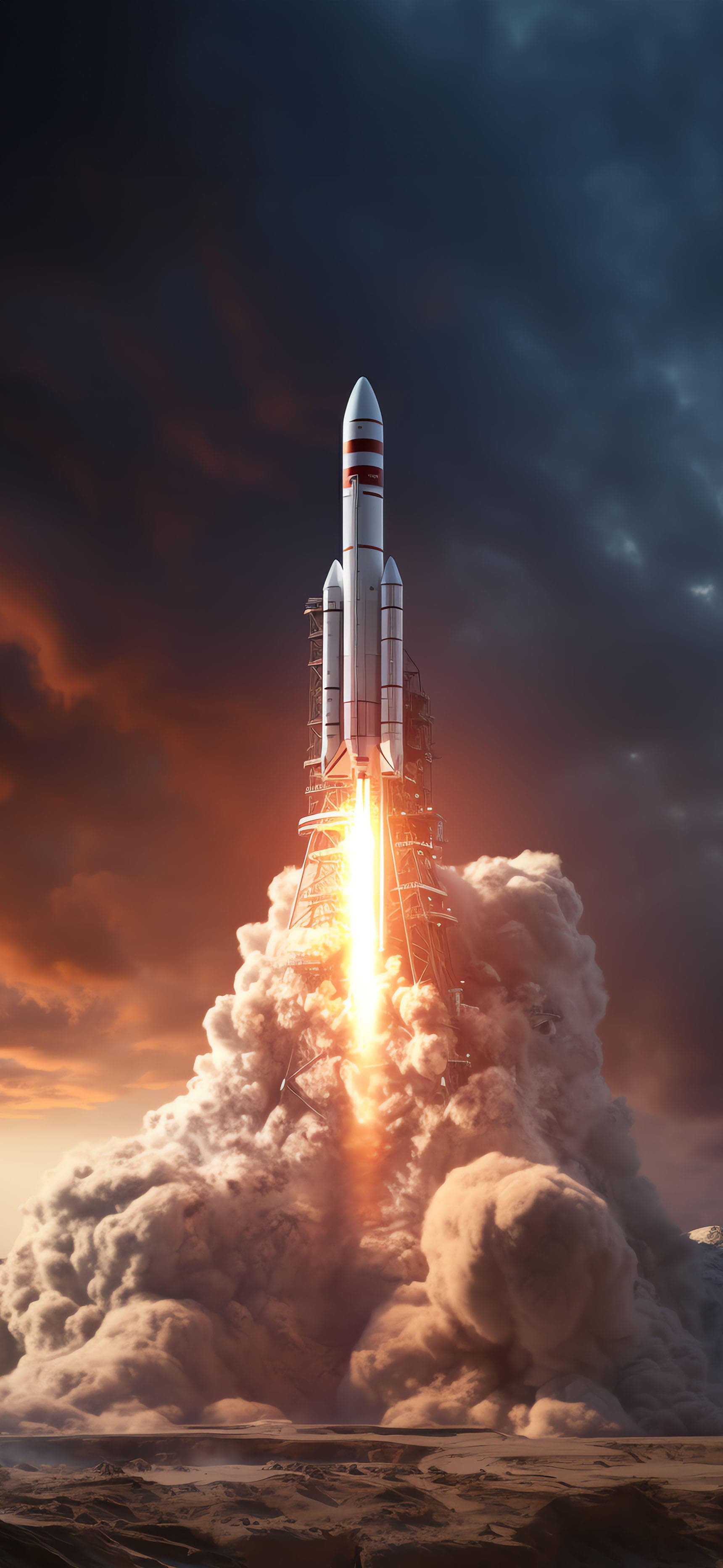 Fiery Rocket Ascent - Pro phone wallpaper