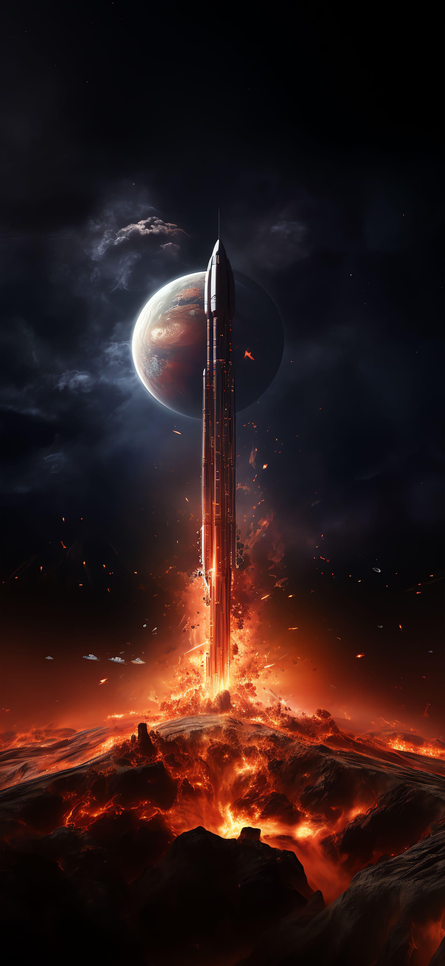Volcanic Rocket Launch - Pro phone wallpaper