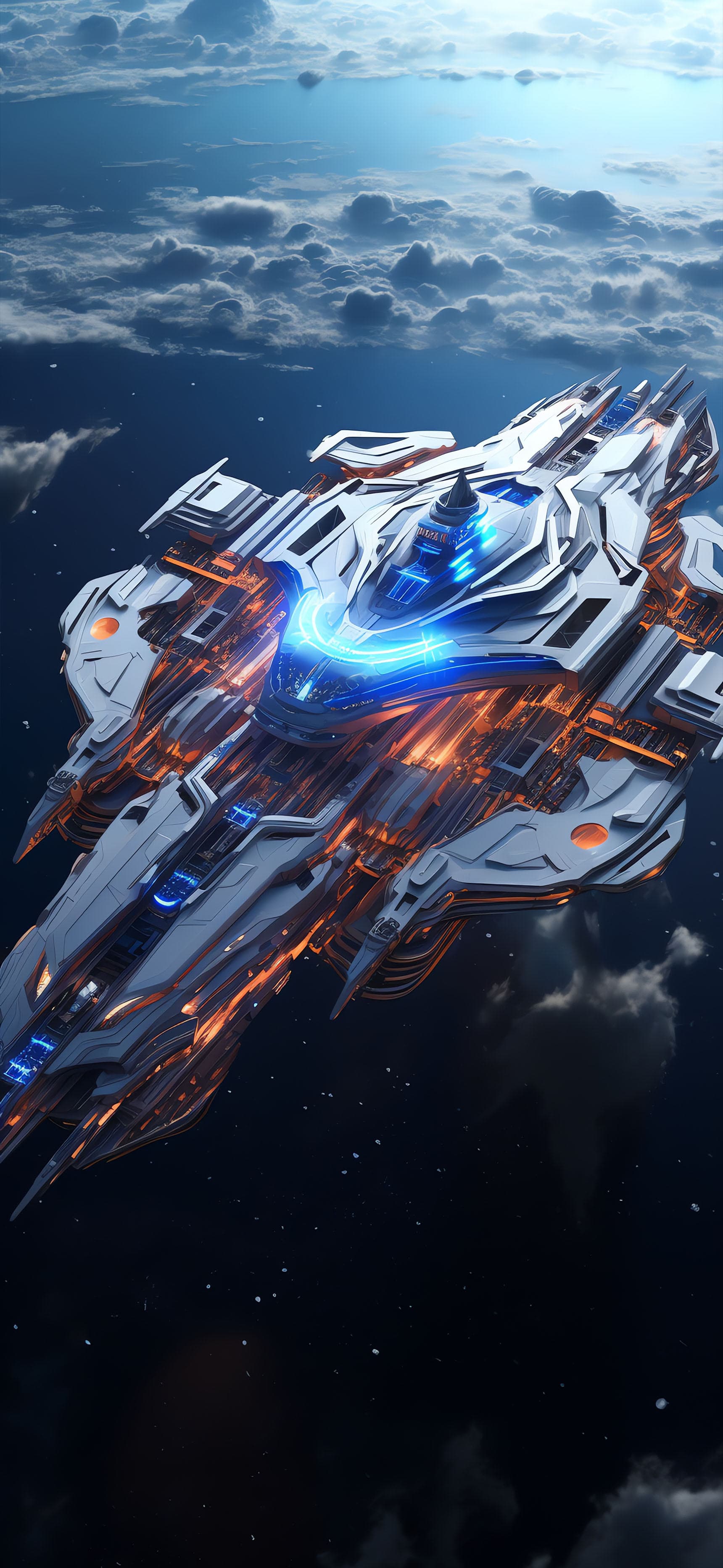 Futuristic Spaceship Flight - Pro phone wallpaper