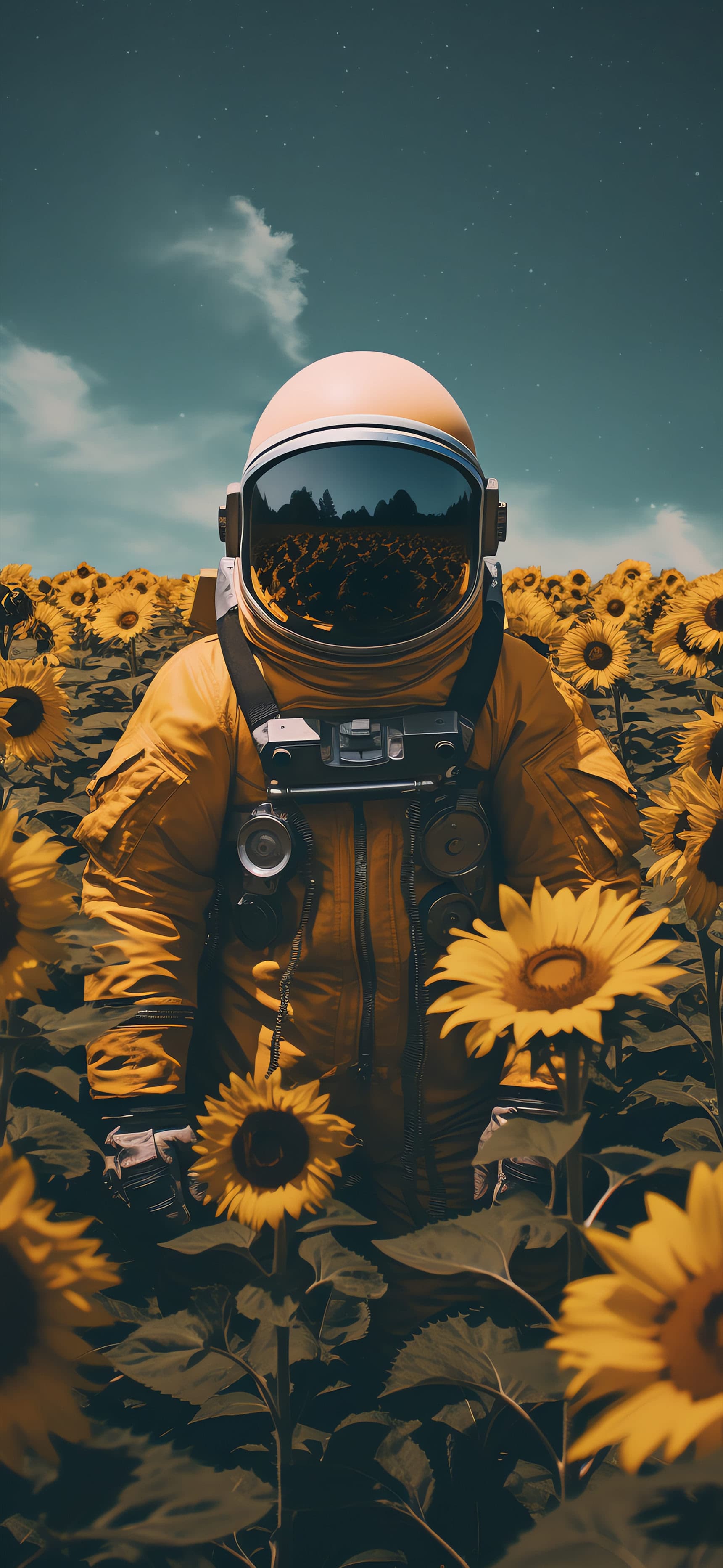 Sunflower Field Astronaut - Pro phone wallpaper