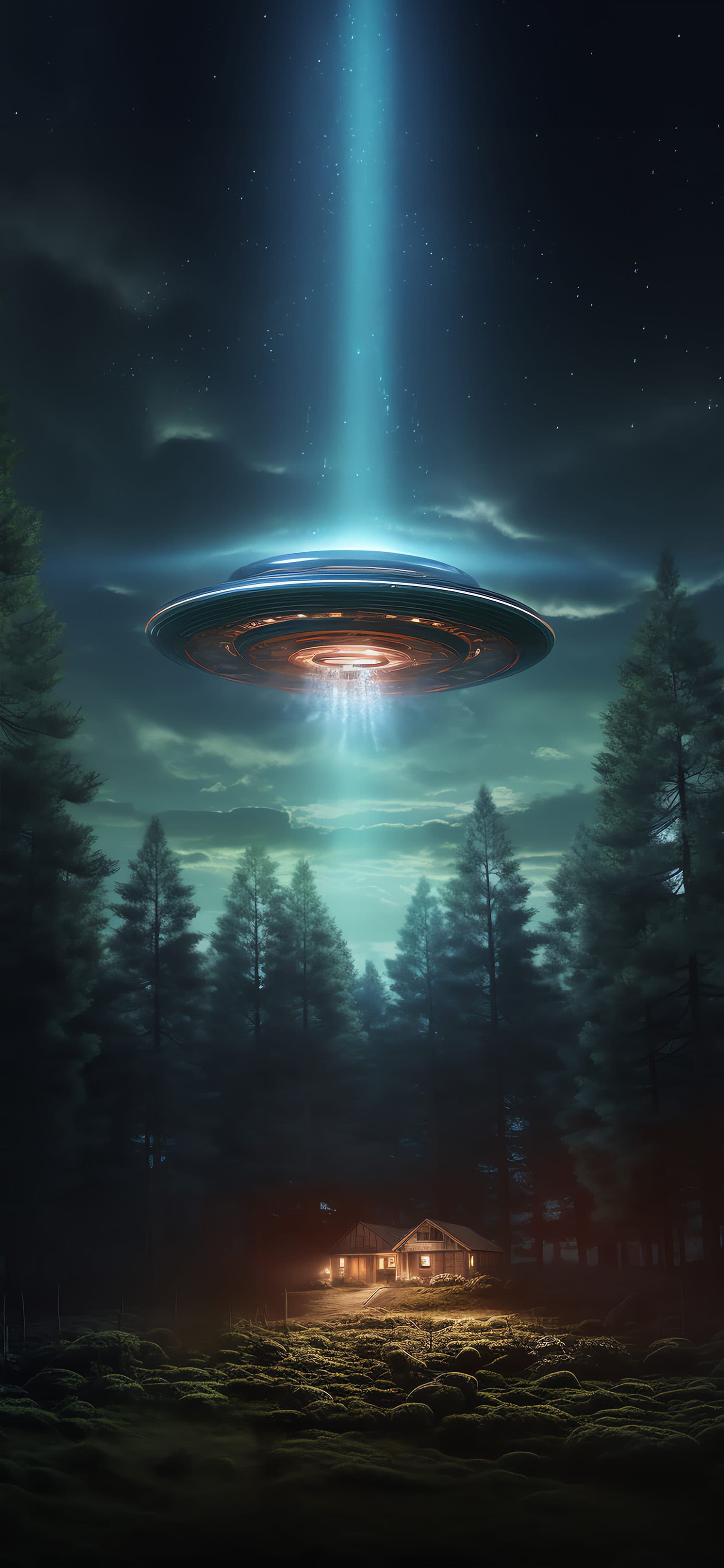 Nighttime Alien Abduction - Pro phone wallpaper