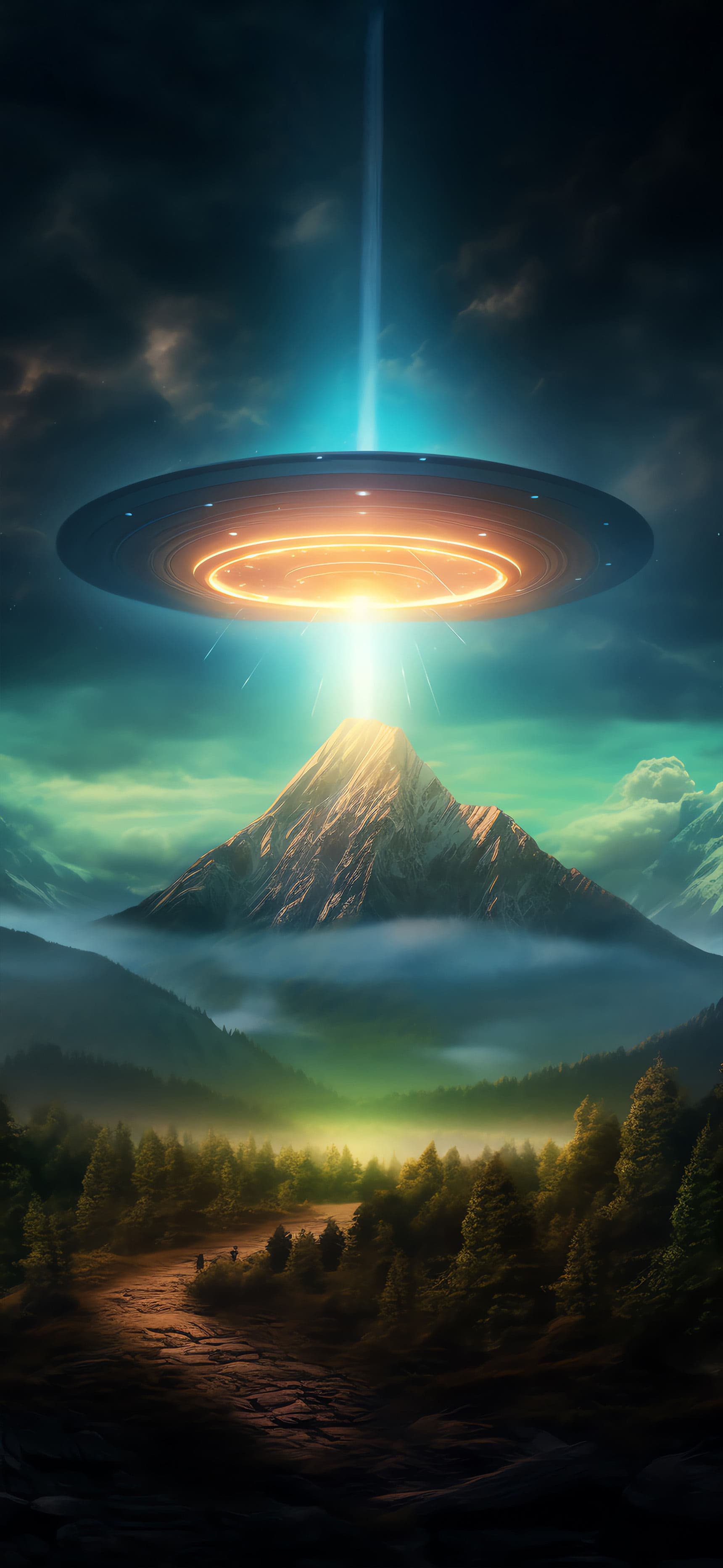 Mountain Beam Abduction - Pro phone wallpaper