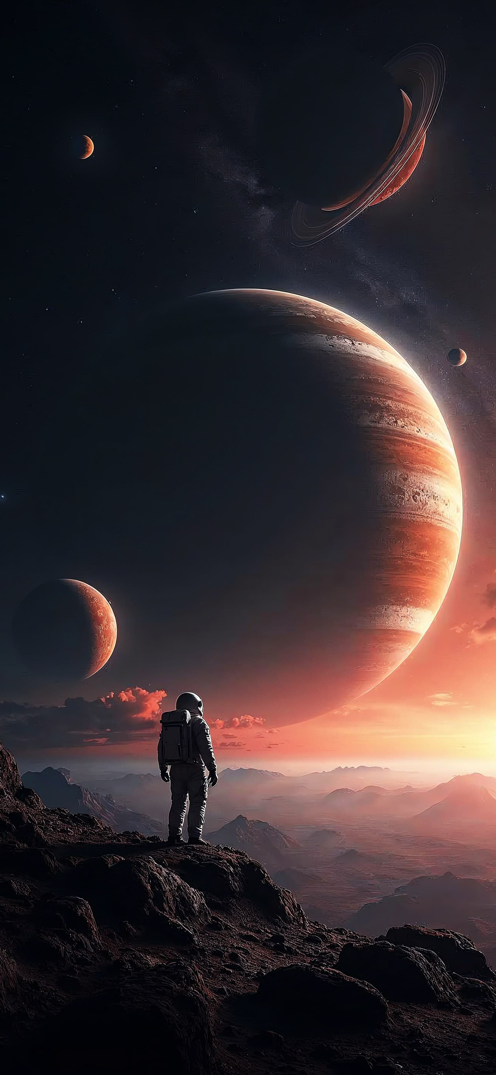 Astronaut Planet Horizon - Pro phone wallpaper