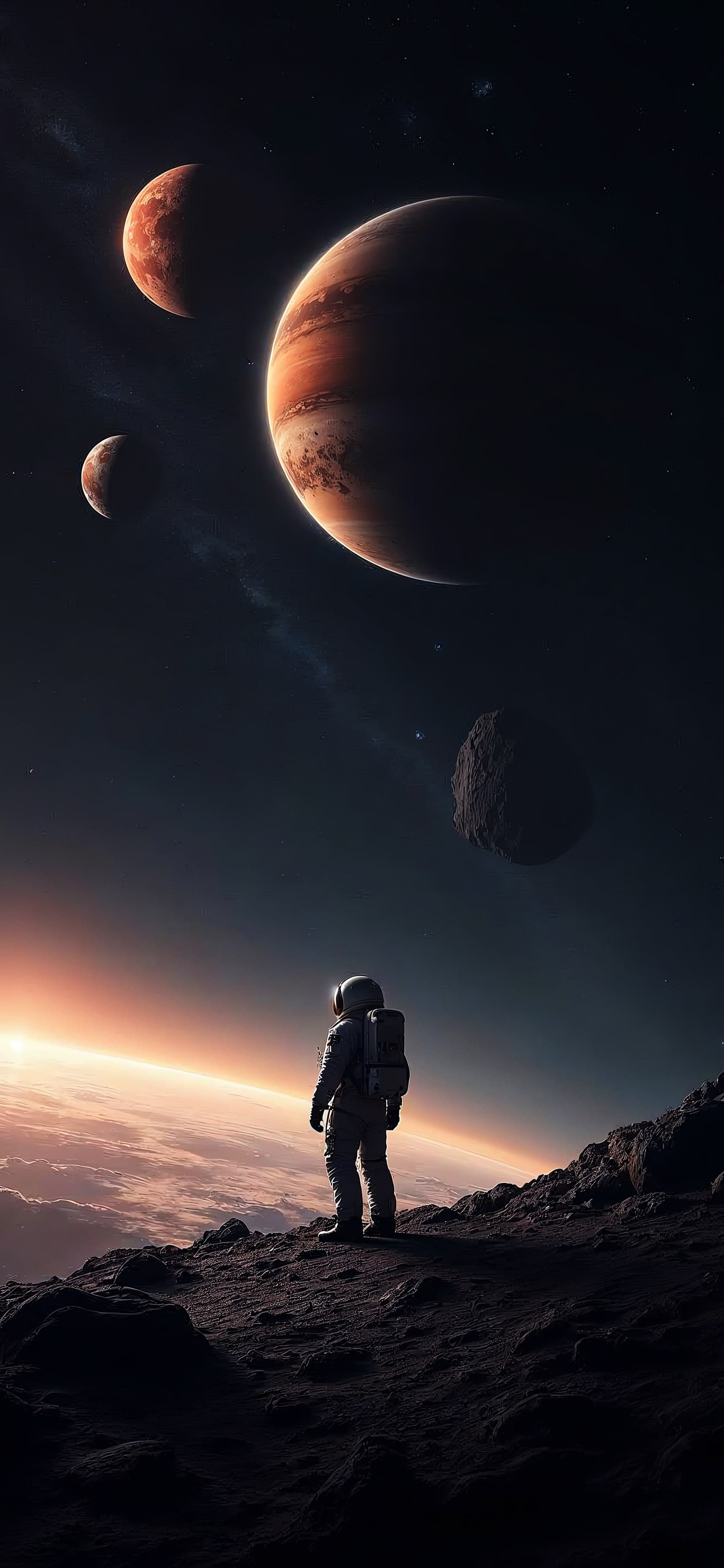 Astronaut Planet View - Pro phone wallpaper