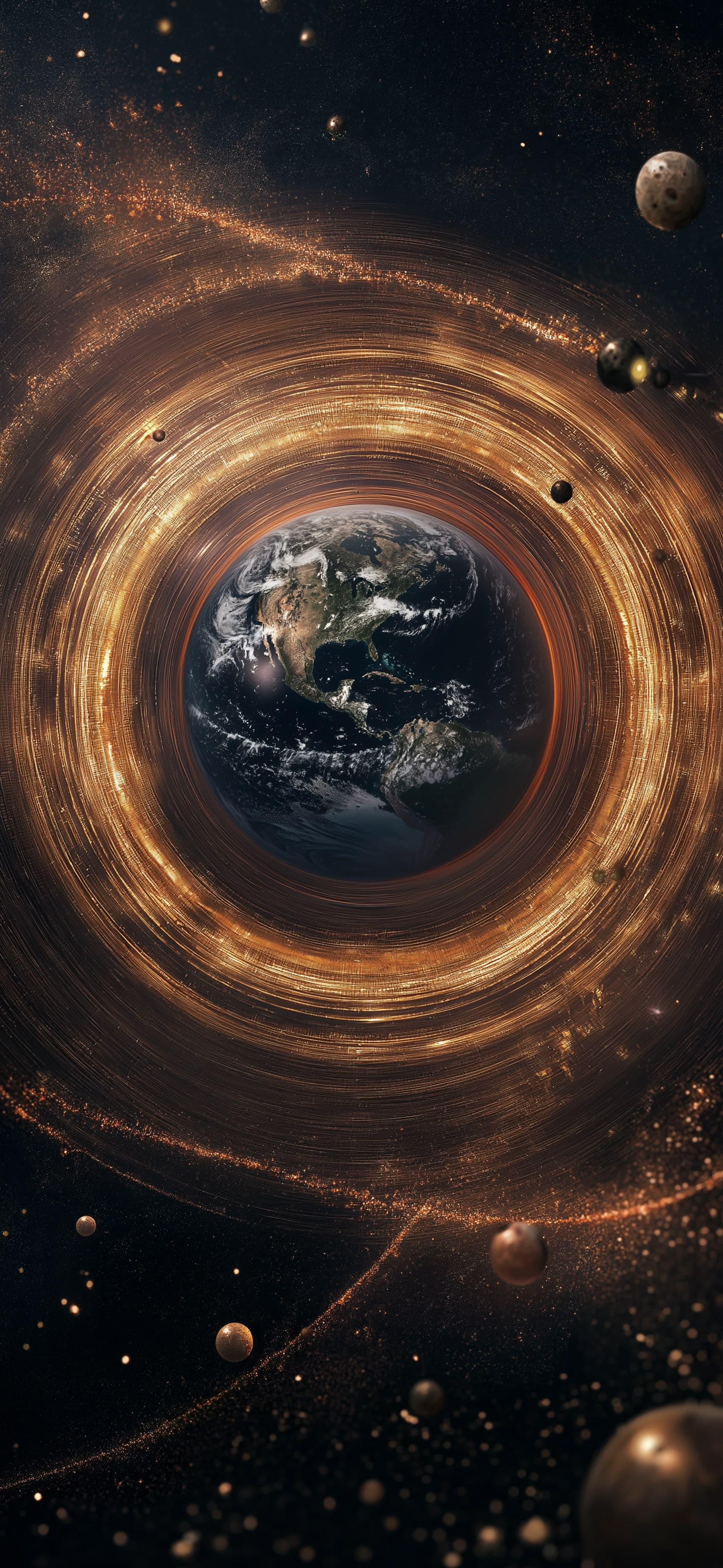 Earth Cosmic Rings - Pro phone wallpaper