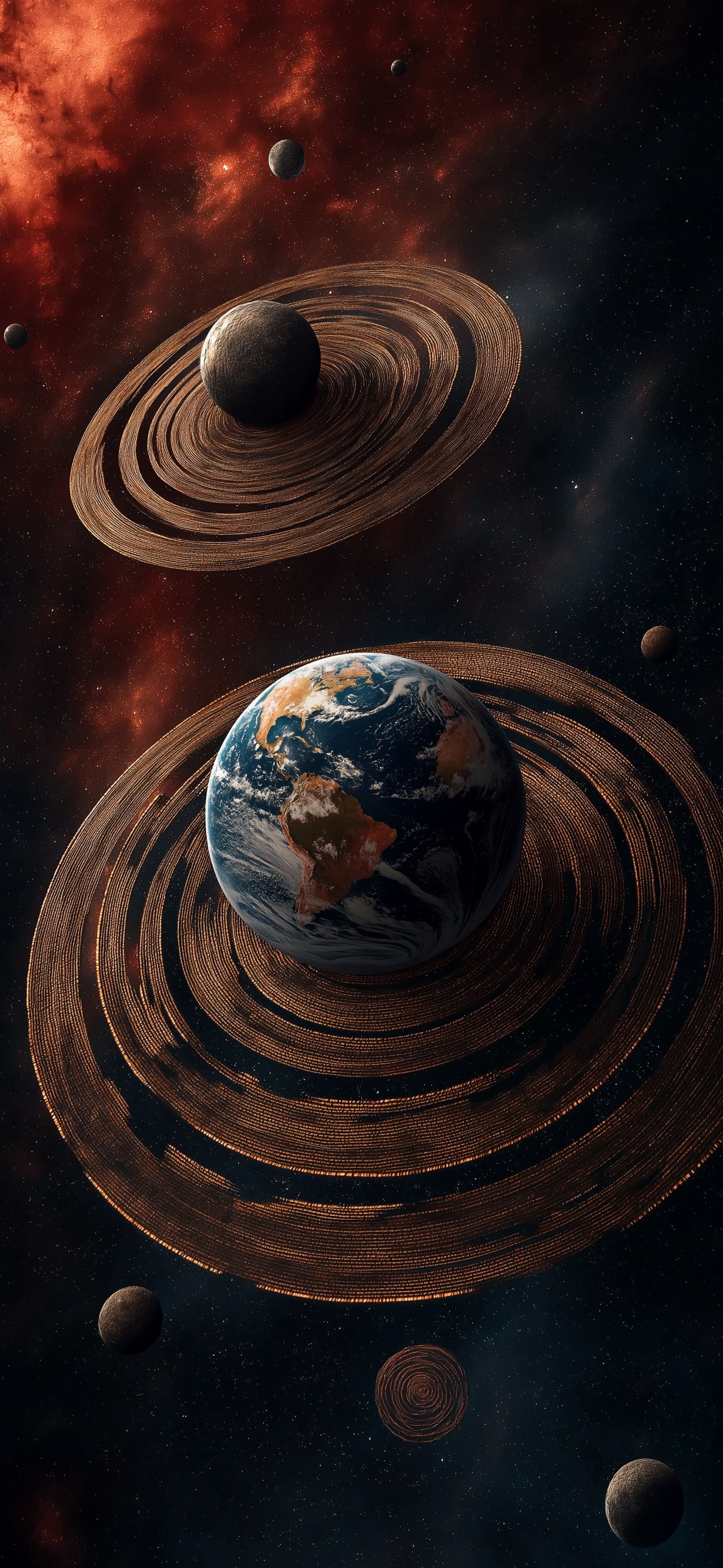 Ringed Planet Earth - Pro phone wallpaper