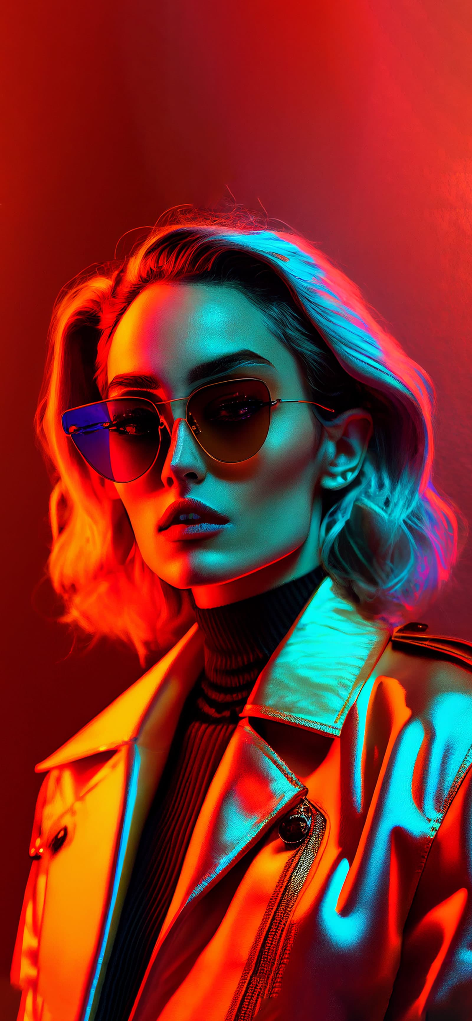 Neon Fashion Portrait - Pro phone wallpaper